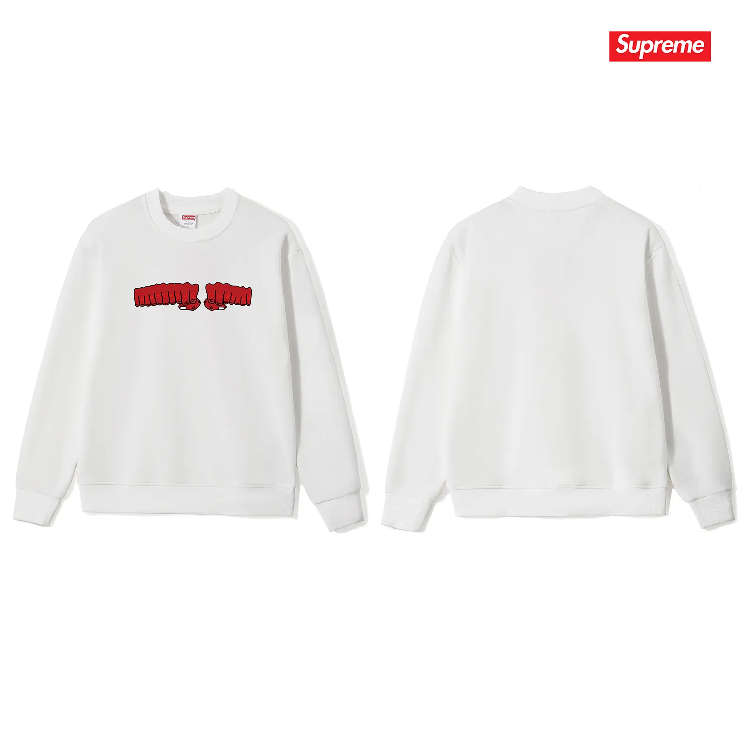 Style No. S1237 #terry p150💰 Velvet 160💰 Supreme x toy machine joint model SS24 Week4 FIST TEE chest fist print round neck sweatshirt Made of 400 grams of large terry (drop shoulder large version) fabric, soft texture and no pilling Imported environmentally friendly printing glue The pattern is bright and three-dimensional Quality 💥 Same style for men and women The upper body is trendy Color: black white gray Size: S M L XL XXL