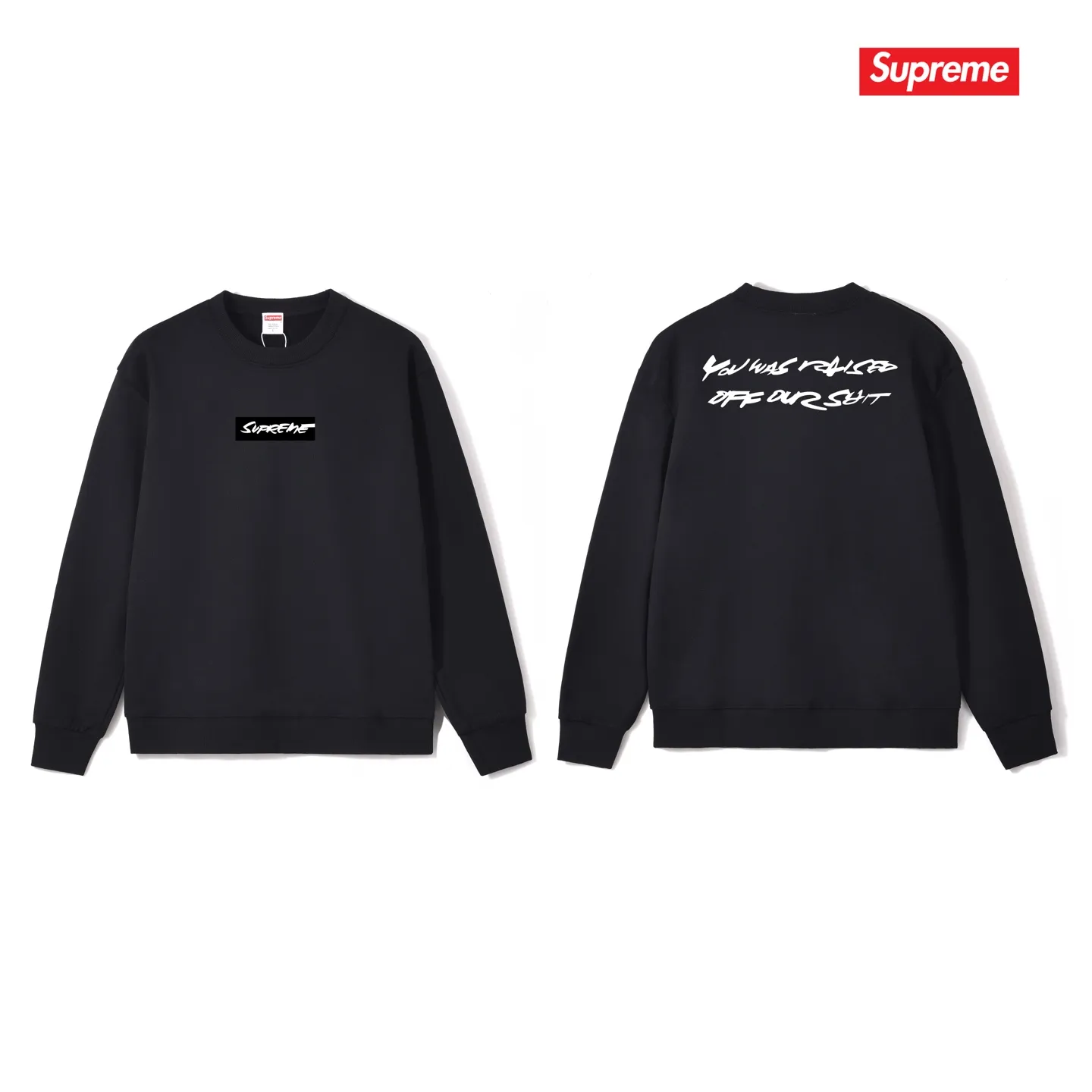Style No. S1081 #terry p150💰 Velvet 160💰 Supreme x Futura joint model SS24 WEEK1 Letter Logo printed round neck sweatshirt Made of 400 grams of large terry (drop shoulder large version) fabric, soft texture and no pilling Imported environmentally friendly printing glue The pattern is bright and three-dimensional Quality 💥Same style for men and women The upper body is trendy Color: black white gray Size: S M L XL XXL