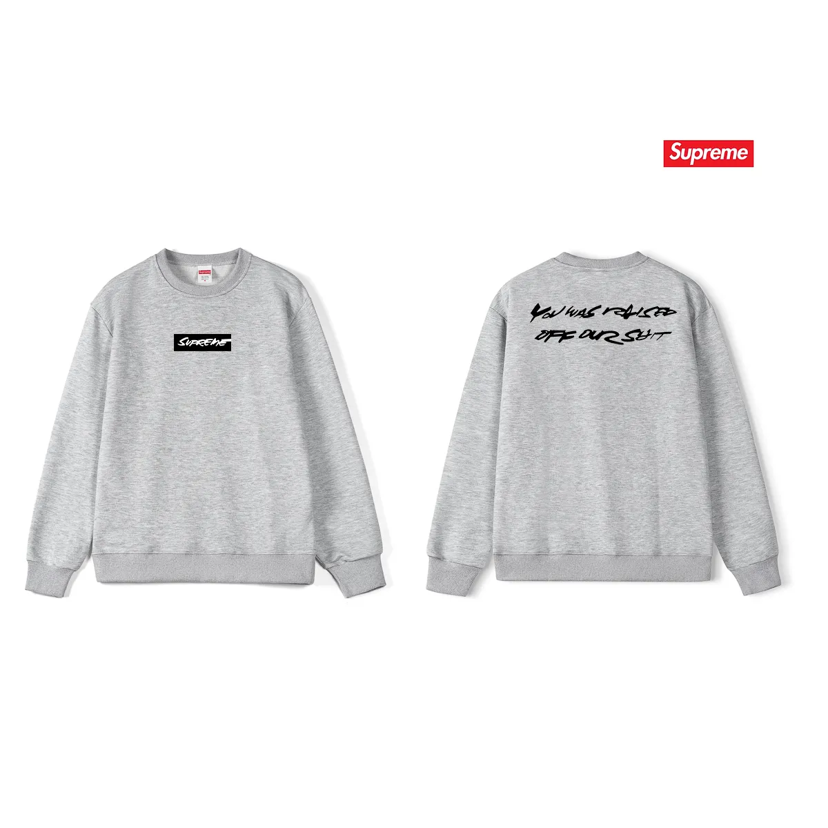 Style No. S1081 #terry p150💰 Velvet 160💰 Supreme x Futura joint model SS24 WEEK1 Letter Logo printed round neck sweatshirt Made of 400 grams of large terry (drop shoulder large version) fabric, soft texture and no pilling Imported environmentally friendly printing glue The pattern is bright and three-dimensional Quality 💥Same style for men and women The upper body is trendy Color: black white gray Size: S M L XL XXL