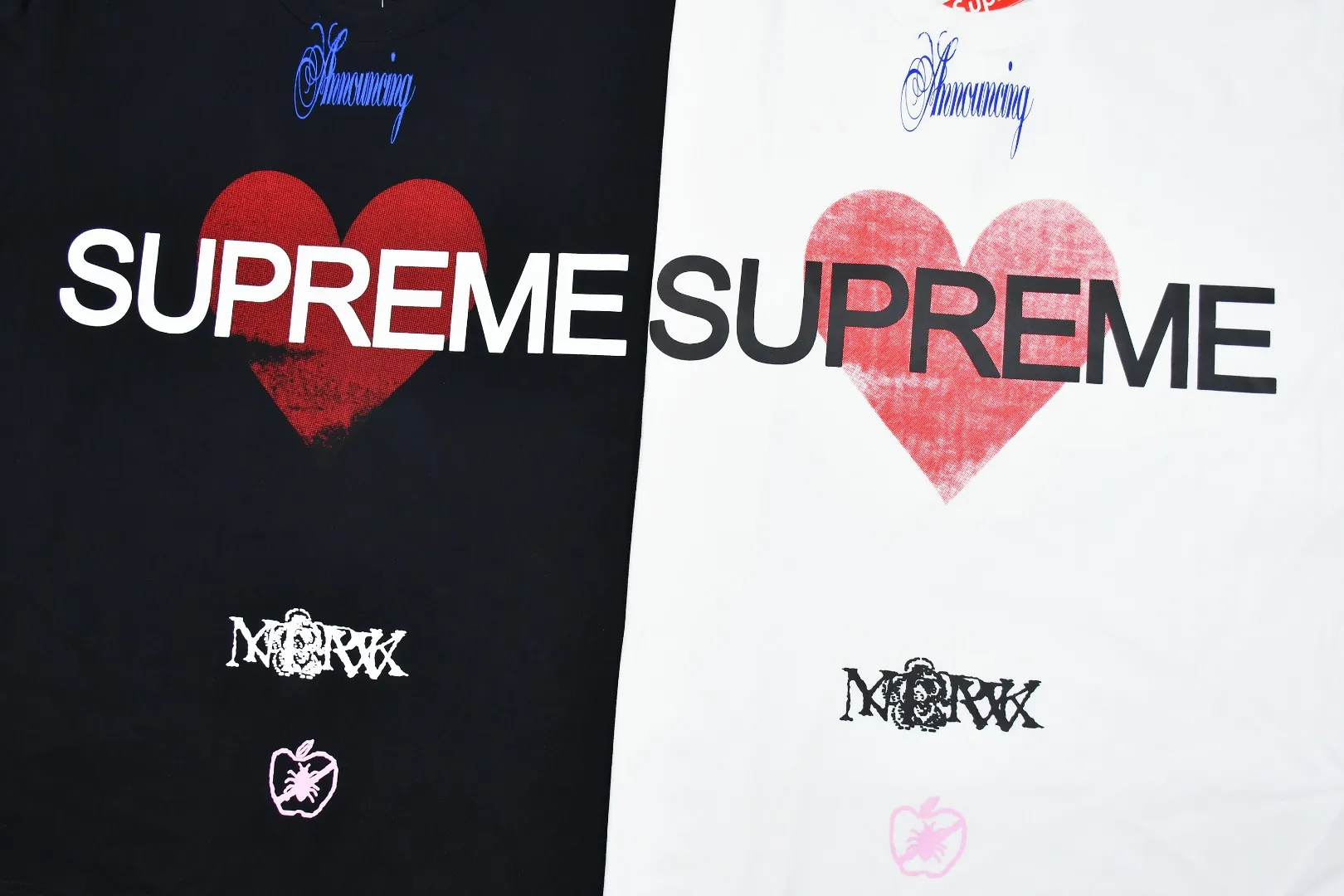 🅿️140 S193 top version Supreme 25ss Announcing Love Logo printed short-sleeved T-shirt. Refuse to look at pictures to make products. Refuse to compare wrong versions. Use cylindrical seamless technology (original technology, there are no stitched bones on the side of the clothes, the key point of identification) The fabrics are all custom-woven and dyed, 280g weight, 100% cotton, cylindrical fabric. Cylindrical fabric is a knitted fabric woven with a cylinder loom. The needles are distributed in a cylindrical shape on the fuselage. The gray fabric is a large cylinder, which needs to be opened and shaped before it can be used further. There are no slits on the side of the clothes, so there is no washing label on the side of ordinary short-sleeves. There is only one collar label behind the neck. The printing uses heat-setting ink printing imported from Belgium (different from conventional heat transfer printing on the market), also known as plastic ink, or self-adhesive ink. Its ingredients: mainly composed of polyvinyl chloride (PVC) and phthalates, including PVC, phthalates, and color fixing agents. , stabilizer, and thickener are mixed to form thermoset ink, which is not the digital direct printing marketed on the market. The printing texture of thermoset ink cannot be achieved by digital direct printing. The new triple collar label has a watermark anti-counterfeiting effect, a real anti-counterfeiting layer, and has a high probability of passing the approved version. The original packaging picture has a high probability of passing Size：S-XL