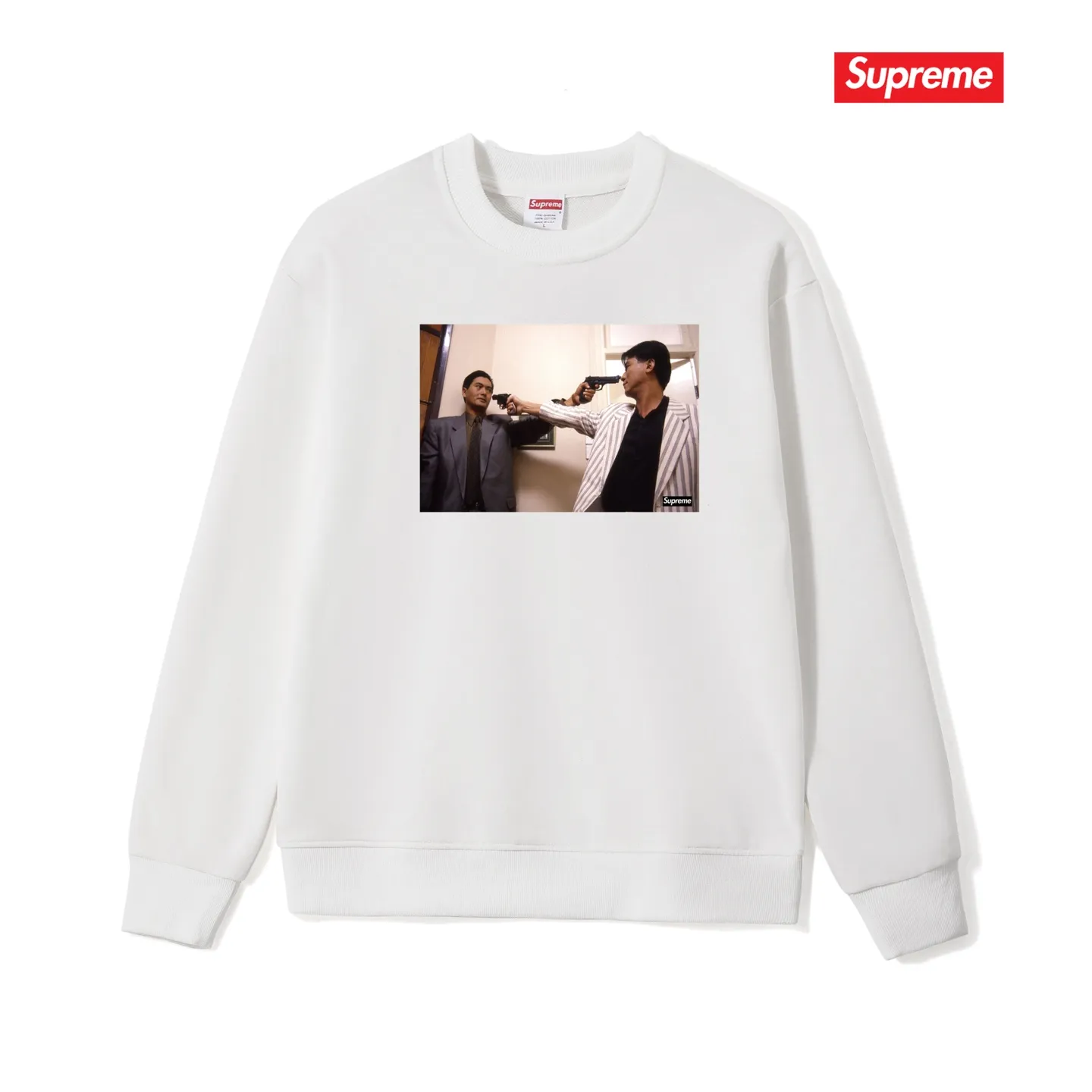 Style No. S1036 #terryp150💰 Velvet 160💰 Supreme FW18 The Killer Trust Tee Red Chow Yun-fat printed round neck sweatshirt Made of 400 grams of large terry (drop shoulder large version) fabric, soft texture and no pilling Imported environmentally friendly printing glue The pattern is bright and three-dimensional Quality 💥Same style for men and women The upper body is trendy Color: black white gray Size: S M L XL XXL