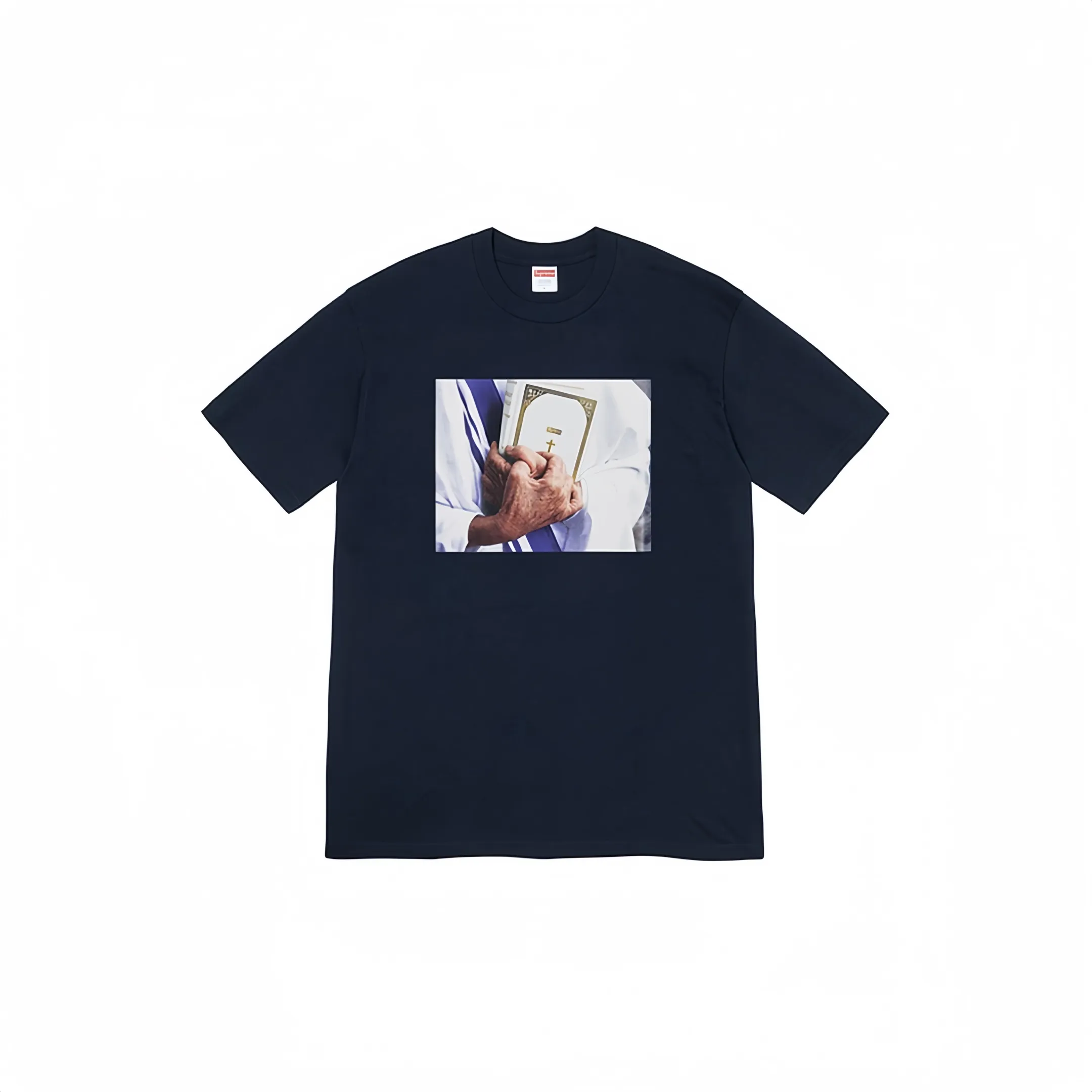 #S31 P110💰 Supreme FW19 Week 7 Bible Tee printed short-sleeved T-shirt. The same style for men and women is made of 260g combed cotton double yarn. From fabrics to accessories, all three standards are complete and follow ZP. The slurry printing imported from Matsui Company will never crack. The whole piece is made of three-needle five-thread technology. The collar-shoulder seam-sleeve seam is double-lined, which looks more three-dimensional and textured.) The same craftsmanship as the original version, classic version Feel free to compare zp. The whole piece adopts three-needle five-thread craftsmanship (neckline-shoulder seam-sleeve seam double thread, which looks more three-dimensional and textured). It has the same craftsmanship as the original original, classic version. Color: white, navy blue, pink, light blue, gray, red. Size: S M L XL XXL