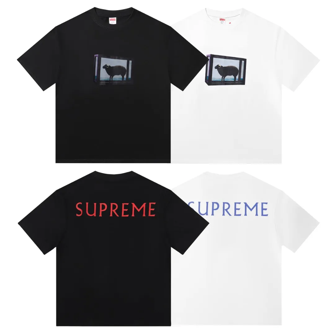P136 Supreme black goat short sleeve black white size shoulder width chest length S 52 56 70 M 54 58 72 L 56 60 74 XL 58 62 76