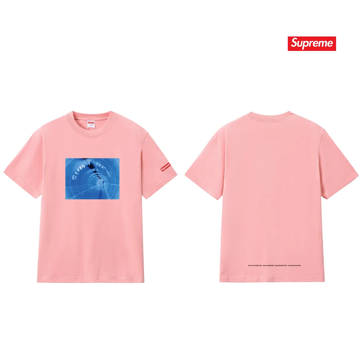 S249 P110💰 Supreme SS24 Tunnel printed round neck loose short-sleeved American trendy T-shirt. Same style for men and women. Loose fit. Made of 260g combed cotton double yarn. All three standards from fabrics to accessories are in compliance with ZP. Imported Matsui company's slurry printing will never crack. The whole piece adopts three-needle five-thread technology. The neckline-shoulder seam-sleeve seam is double-lined, which looks more three-dimensional and textured.) The same process as the original version, classic version Feel free to compare zp. The whole piece adopts three-needle five-thread craftsmanship (neckline-shoulder seam-sleeve seam double thread, which looks more three-dimensional and textured). It has the same craftsmanship as the original original, classic version. Color: black, white, light gray, pink, navy. Size: S M L XL XXL
