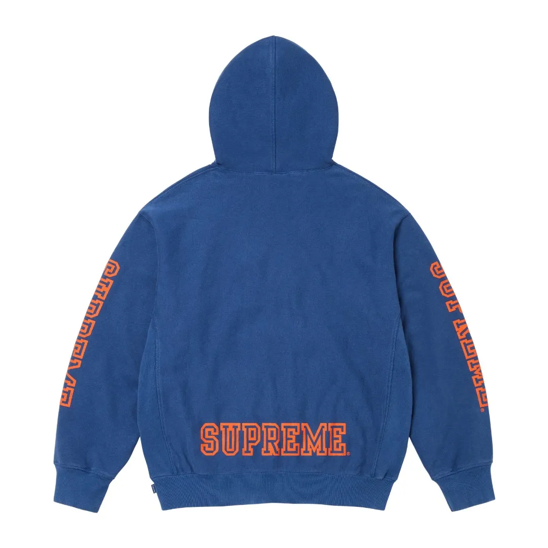 S576💰p330 Top version Supreme 24FW COLLEGIATE SLEEVE HOODED letter printed sweatshirt 1. Fabric: ZP testing, custom weaving and dyeing, pure cotton 460G plus velvet main fabric, horizontal cutting 520G 2X2 thread 2. Printing: Printing uses thermoset ink printing, also known as plastic ink, or self-adhesive ink. Its ingredients are: mainly composed of polyvinyl chloride (PVC) and phthalates. PVC and phthalates, color fixing agents, stabilizers, and thickeners are mixed to form thermoset ink. It is not the digital direct printing advertised on the market. The printing texture of thermoset ink cannot be achieved by digital direct printing. 3. Sewing process: Twelve places of the whole garment are made of boneless splicing technology, processed by experienced foreign trade factories (ordinary factories cannot do it) 4. Hem and cuffs: all use 520G inelastic threads (low-end products use elastic threads to cause the hem and cuffs to appear wavy) 5. Customized ZP main label/wash water label/hangtag/packaging bag (equipped with an extra-large thickened handbag) Size: S~XL