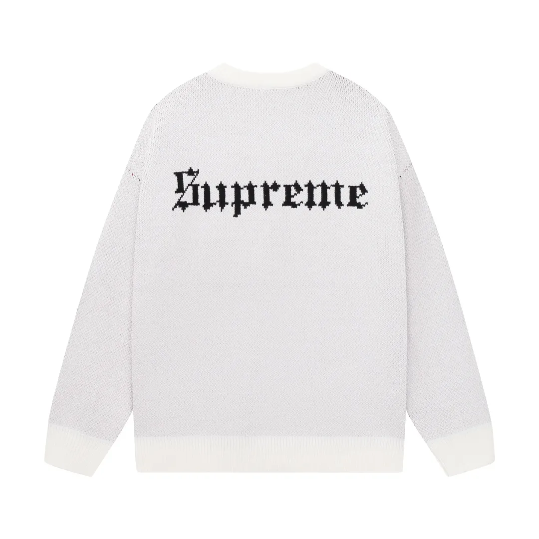 P300 supreme Snow White and the Seven Dwarfs jacquard crew neck sweater Color: Black White Size: S M L XL XXL