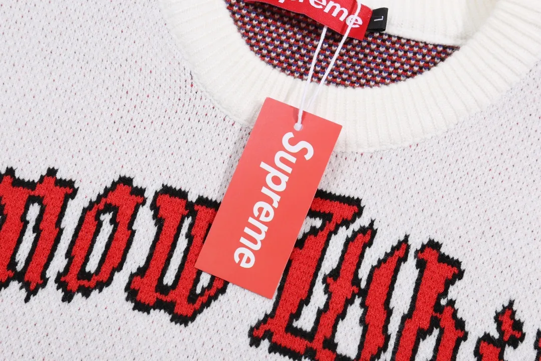 P300 supreme Snow White and the Seven Dwarfs jacquard crew neck sweater Color: Black White Size: S M L XL XXL