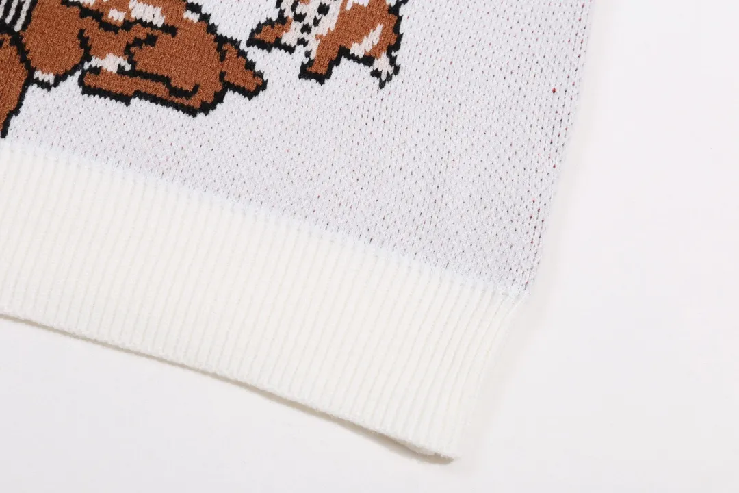 P300 supreme Snow White and the Seven Dwarfs jacquard crew neck sweater Color: Black White Size: S M L XL XXL