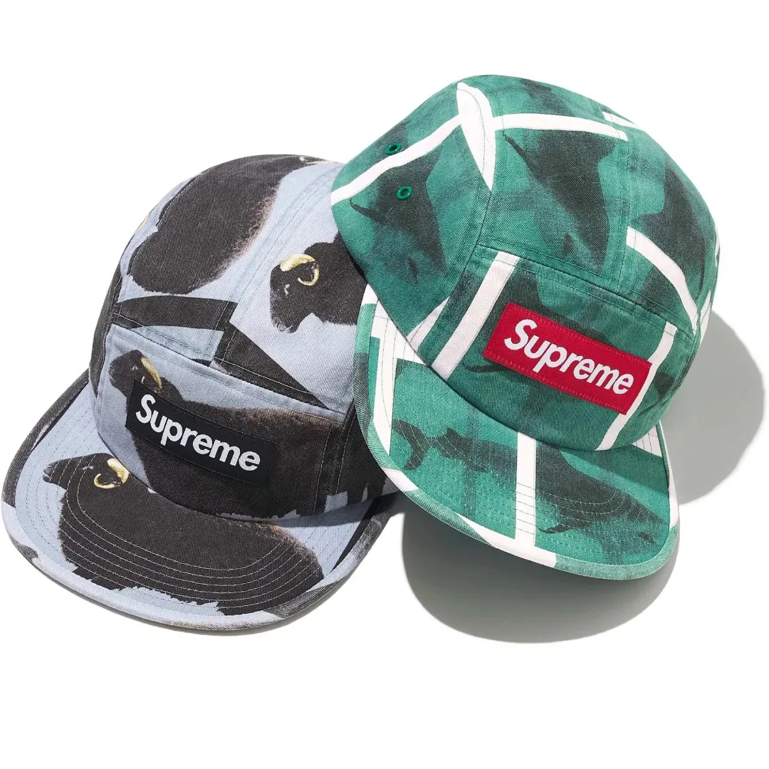 N144💰p160 Supreme Damien Hirst Camp Cap Artist Joint Animal Print Baseball Cap Black Green
