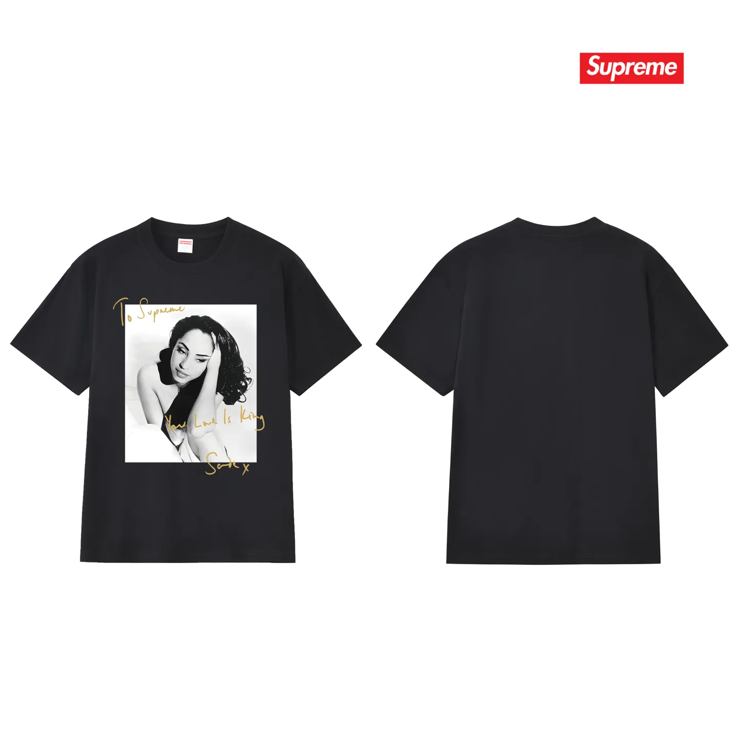 S189 P110💰 Supreme 17SS Sade Tee Singer Photo Signed Round Neck Trendy Short Sleeve T-shirt Loose Fit Made of 260g combed cotton double yarn All three standards from fabrics to accessories are complete with ZP Imported Matsui Company’s slurry printing will never crack The whole piece adopts three-needle five-thread technology (neckline-shoulder seam-sleeve seam double line, looks more three-dimensional and textured) consistent with the original version, classic version Feel free to compare zp. The whole piece adopts three-needle five-thread craftsmanship (neckline-shoulder seam-sleeve seam double thread, which looks more three-dimensional and textured). It has the same craftsmanship as the original original, classic version. Color: black, white, light gray, pink, navy. Size: S M L XL XXL