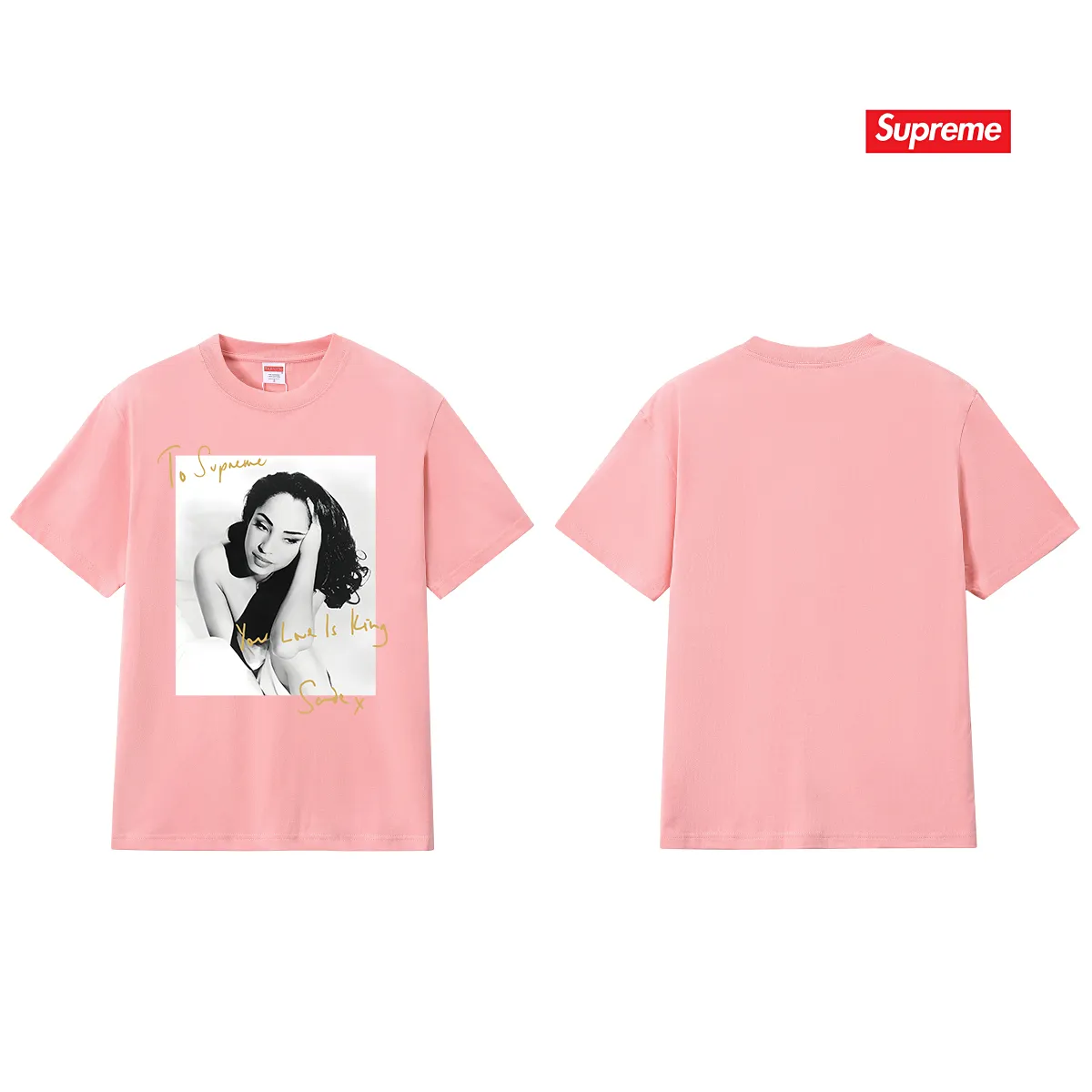 S189 P110💰 Supreme 17SS Sade Tee Singer Photo Signed Round Neck Trendy Short Sleeve T-shirt Loose Fit Made of 260g combed cotton double yarn All three standards from fabrics to accessories are complete with ZP Imported Matsui Company’s slurry printing will never crack The whole piece adopts three-needle five-thread technology (neckline-shoulder seam-sleeve seam double line, looks more three-dimensional and textured) consistent with the original version, classic version Feel free to compare zp. The whole piece adopts three-needle five-thread craftsmanship (neckline-shoulder seam-sleeve seam double thread, which looks more three-dimensional and textured). It has the same craftsmanship as the original original, classic version. Color: black, white, light gray, pink, navy. Size: S M L XL XXL