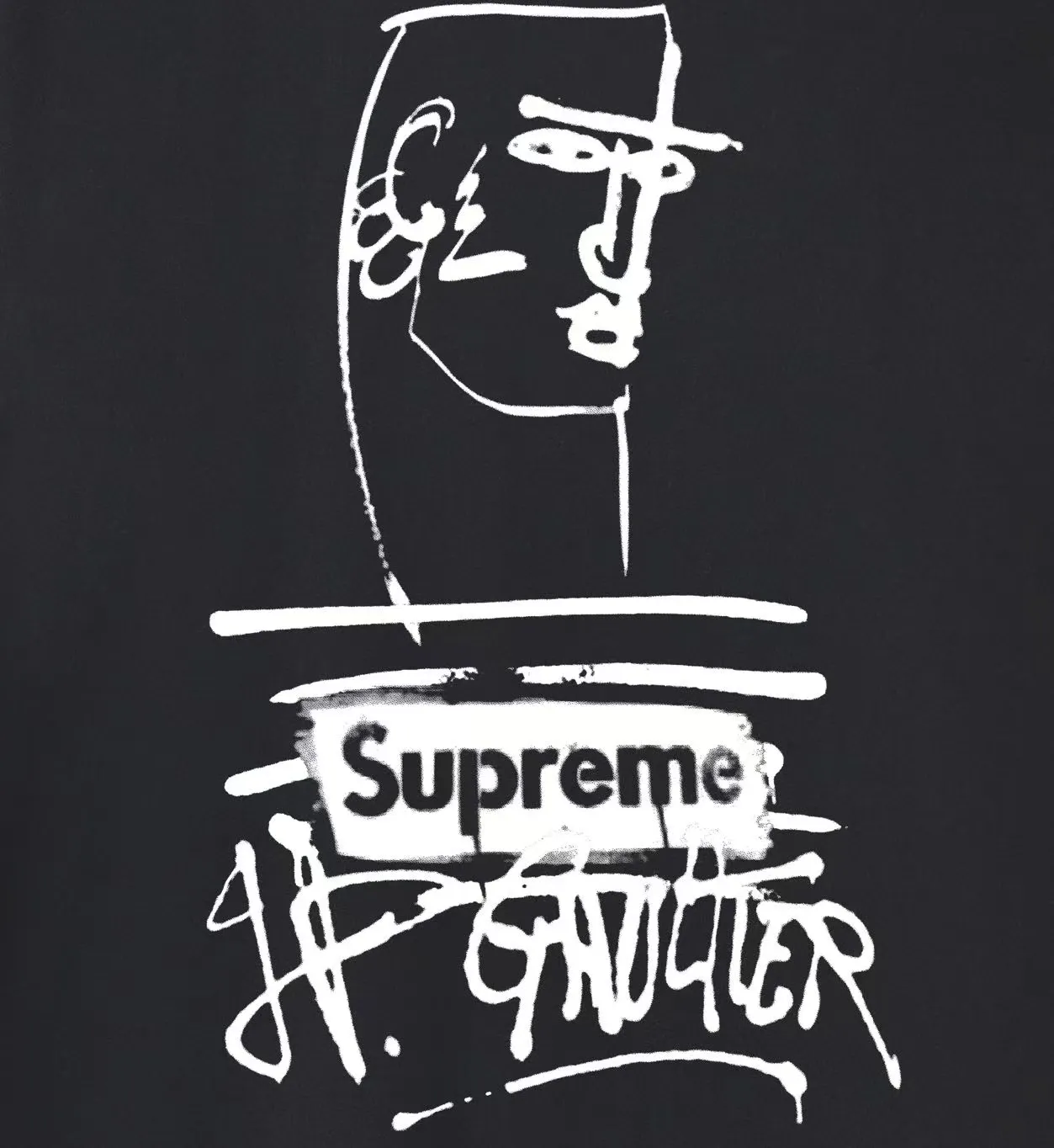 S254 P110💰 Supreme SS19 x Jean Paul Gaultier Tee Black joint model, graffiti printed short-sleeved American trendy T-shirt, same style for men and women, loose fit, made of 260g combed cotton double yarn, from fabric to accessories, all three standards are complete and follow ZP. Imported Matsui Company pulp printing will never crack. The whole piece is made with a three-needle five-thread process. The neckline-shoulder seam-sleeve seam is double-lined, and it looks more three-dimensional and textured. The process is the same as the authentic original version. The classic version. Feel free to compare zp. The whole piece is made of a three-needle five-thread process. The neckline-shoulder seam-sleeve seam is double-threaded, which looks more three-dimensional and textured. The process is the same as the authentic original version. The classic version. Color: Black White Light Gray Pink Navy Size: S M L XL XXL