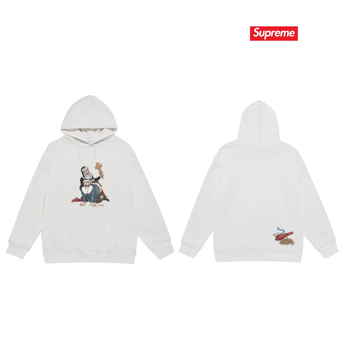 Style No. S2196 #terry P160💰 Velvet P170💰 Supreme American fashion brand hooded sweatshirt. Made of 400g large terry 430g silver fox velvet (drop shoulder large version) fabric. The texture is soft and non-pilling. Imported environmentally friendly printing glue. The pattern is bright and three-dimensional. The quality is the same for men and women. The upper body is trendy. Color: black white gray Size: S M L XL XXL