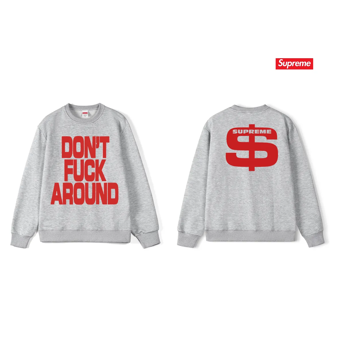 Style No. S1078 #terry p150💰 Velvet 160💰 Supreme FW22 Week 5 Don’t Around Tee Letter Printed Round Neck Sweater Made of 400 grams of large terry (drop shoulder large version) fabric, soft texture and no pilling Imported environmentally friendly printing glue The pattern is bright and three-dimensional Quality💥Same style for men and women The upper body is trendy Color: Black White Gray Size: S M L XL XXL