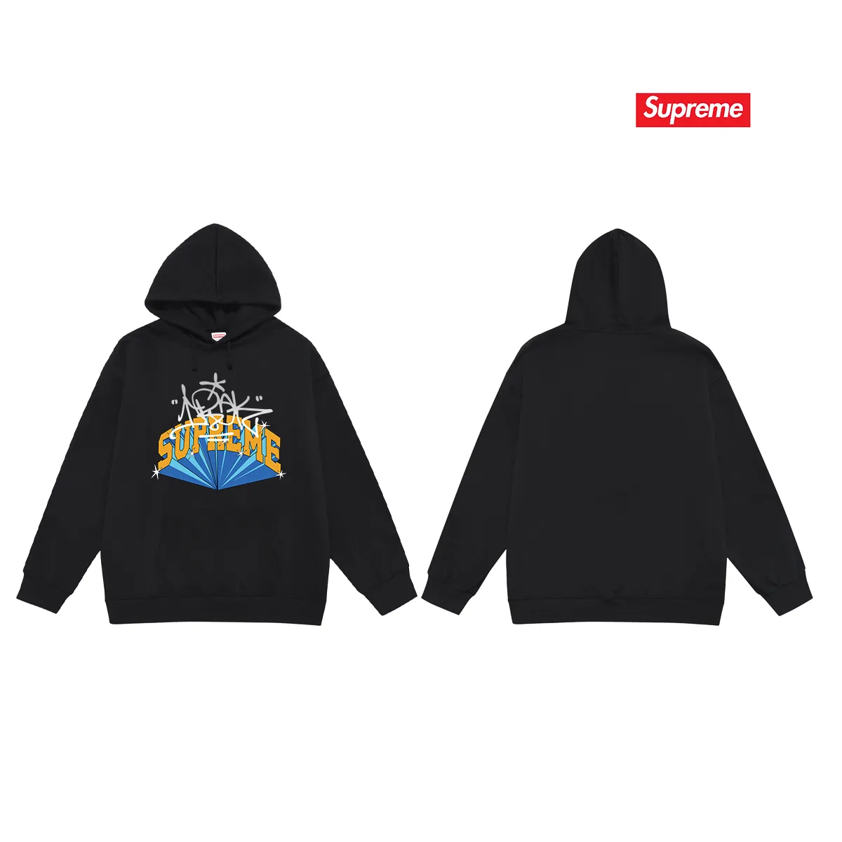 Style No. S2079 #terry P160💰 Velvet P170💰 Supreme FW22 Week 5 IRAK Arc Tee Logo letter printed hooded sweatshirt Made of 400g large terry 430g silver fox velvet (drop shoulder large version) fabric, soft texture and no pilling Imported environmentally friendly printing glue The pattern is bright and three-dimensional Quality 💥Same style for men and women The upper body is trendy Color: black white gray Size: S M L XL XXL