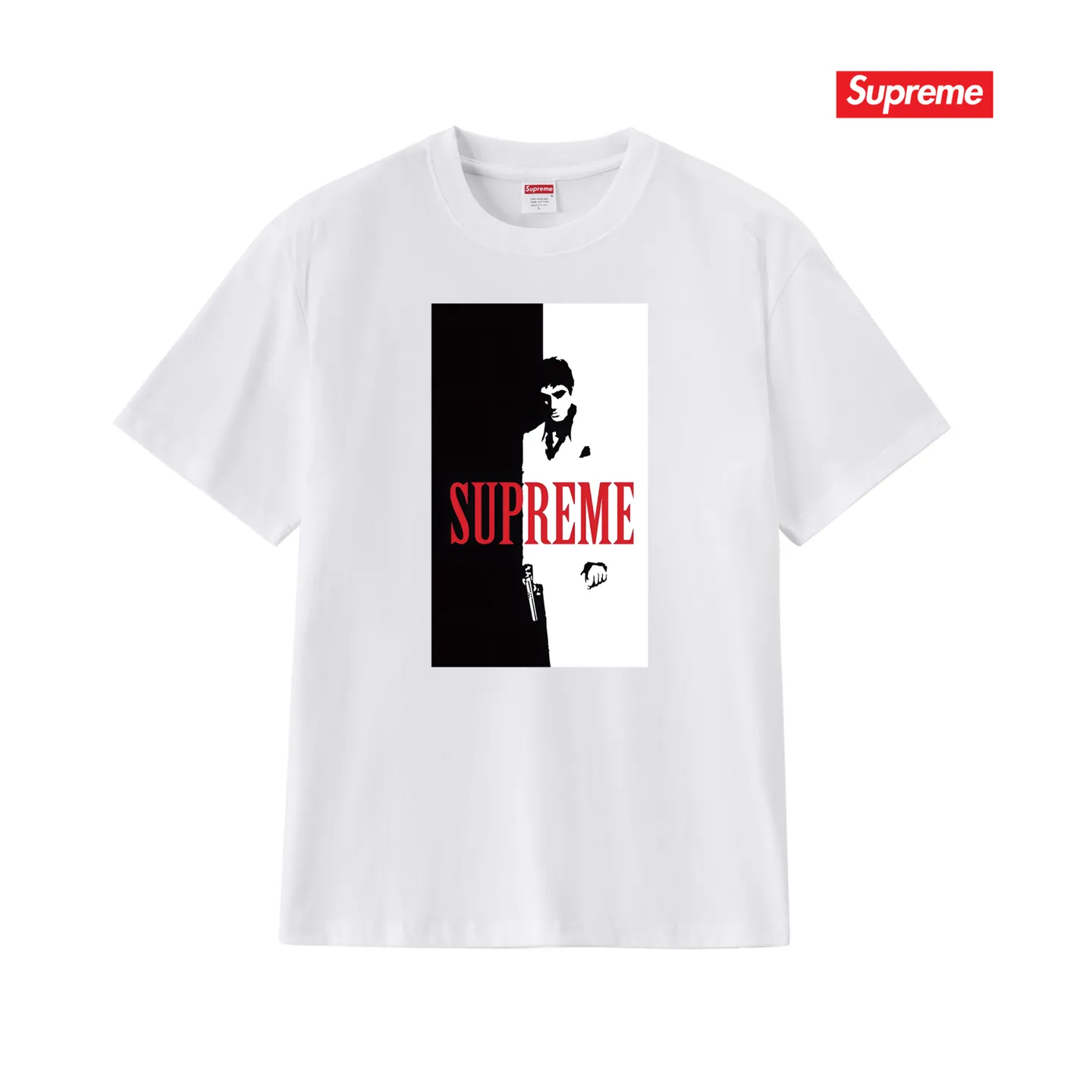 S159 P110💰 Street sp scarface scarface movie poster character limited summer cotton round neck short-sleeved T-shirt. Loose fit. Made of 260g combed cotton double yarn. From fabric to accessories, all three standards are complete and follow ZP. Imported Matsui company slurry printing will never crack. The whole piece adopts three-needle five-thread process. The neckline-shoulder seam-sleeve seam is double-lined, which looks more three-dimensional and textured. The same process as the original version, classic version Feel free to compare zp. The whole piece adopts three-needle five-thread craftsmanship (neckline-shoulder seam-sleeve seam double thread, which looks more three-dimensional and textured). It has the same craftsmanship as the original original, classic version. Color: black, white, light gray, navy blue, pink. Size: S M L XL XXL