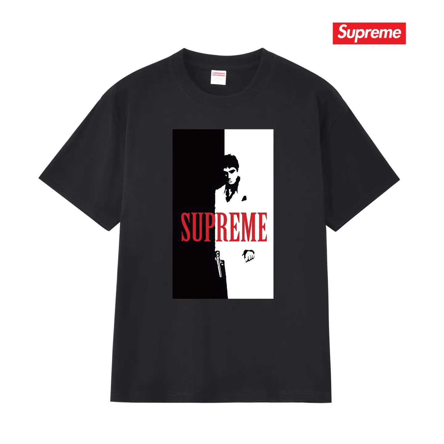 S159 P110💰 Street sp scarface scarface movie poster character limited summer cotton round neck short-sleeved T-shirt. Loose fit. Made of 260g combed cotton double yarn. From fabric to accessories, all three standards are complete and follow ZP. Imported Matsui company slurry printing will never crack. The whole piece adopts three-needle five-thread process. The neckline-shoulder seam-sleeve seam is double-lined, which looks more three-dimensional and textured. The same process as the original version, classic version Feel free to compare zp. The whole piece adopts three-needle five-thread craftsmanship (neckline-shoulder seam-sleeve seam double thread, which looks more three-dimensional and textured). It has the same craftsmanship as the original original, classic version. Color: black, white, light gray, navy blue, pink. Size: S M L XL XXL