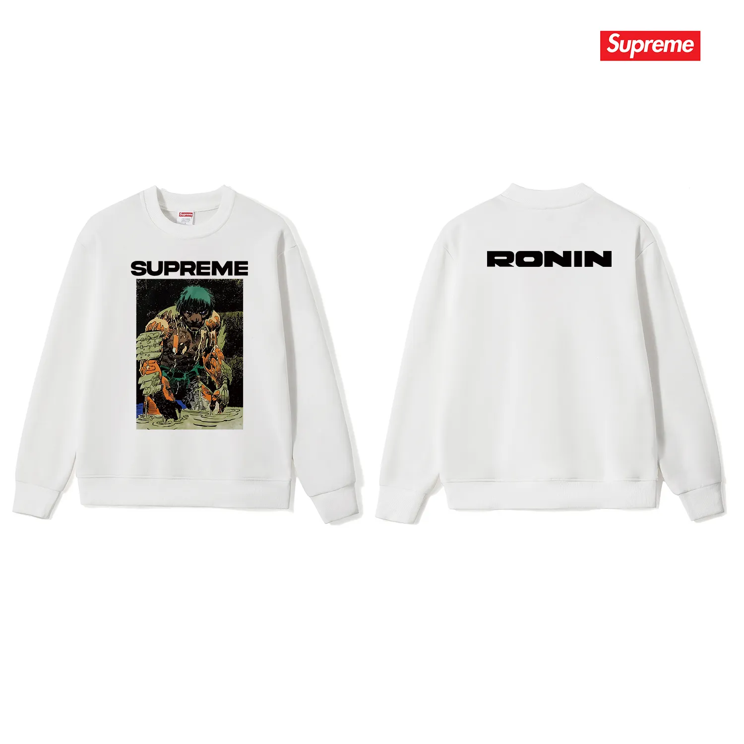 Style No. S1026 #terry p150💰 Velvet 160💰 Supreme SS23 Week9 RONIN TEE werewolf pattern printed round neck sweatshirt Made of 400 grams of large terry (drop shoulder large version) fabric, soft texture and no pilling Imported environmentally friendly printing glue The pattern is bright and three-dimensional Quality 💥 Same style for men and women The upper body is trendy Color: black white gray Size: S M L XL XXL