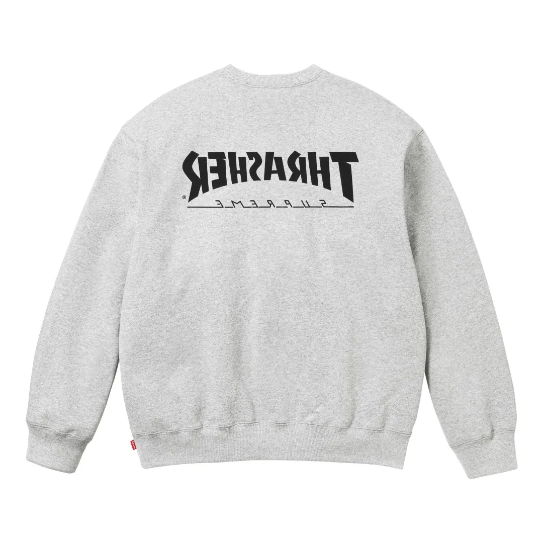 🅿️260 S257 top version SUPREME®/THRASHER® CREWNECK FW24 flame co-branded character printed round neck velvet sweatshirt 1. Fabric: ZP testing, custom weaving and dyeing, pure cotton 460G plus velvet main fabric, horizontal cutting 520G 2X2 thread 2. Printing: Printing uses thermoset ink printing, also known as plastic ink, or self-adhesive ink. Its ingredients are: mainly composed of polyvinyl chloride (PVC) and phthalates. PVC and phthalates, color fixing agents, stabilizers, and thickeners are mixed to form thermoset ink. It is not the digital direct printing promoted on the market. The printing texture of thermoset ink cannot be achieved by digital direct printing. 3. Sewing process: Twelve places of the whole garment are made of boneless splicing technology, processed by experienced foreign trade factories (ordinary factories cannot do it) 4. Hem and cuffs: all use 520G inelastic threads (low-end products use elastic threads to cause the hem and cuffs to appear wavy) 5. Customized ZP main label/wash water label/hangtag/packaging bag (equipped with an extra-large thickened handbag) Size: S~XL