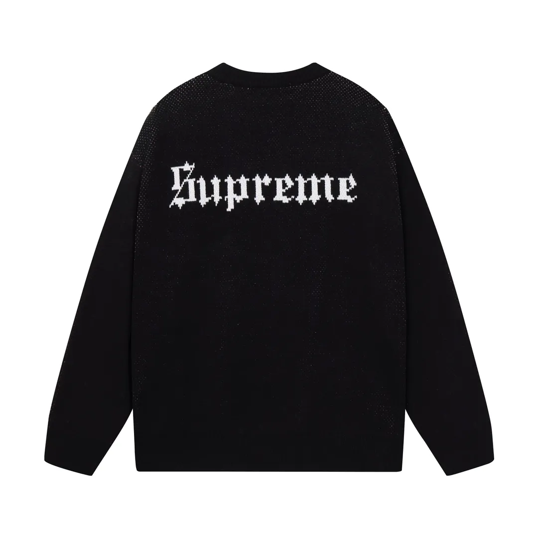 P300 supreme Snow White and the Seven Dwarfs jacquard crew neck sweater Color: Black White Size: S M L XL XXL