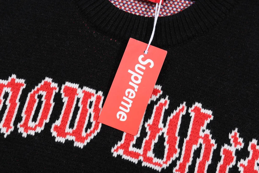 P300 supreme Snow White and the Seven Dwarfs jacquard crew neck sweater Color: Black White Size: S M L XL XXL