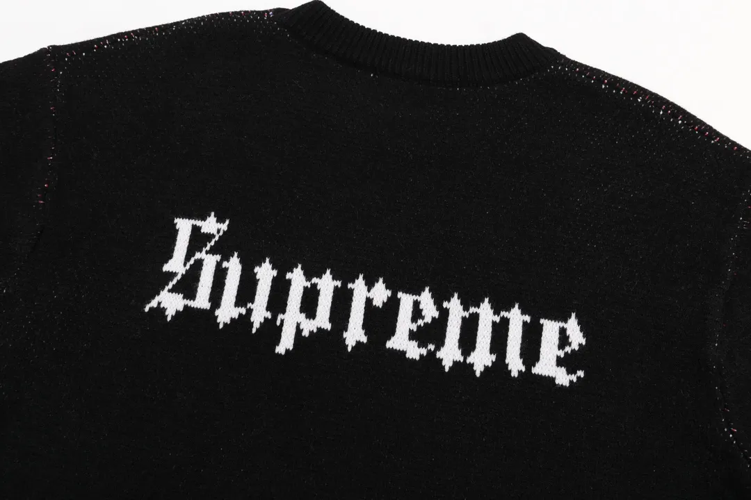 P300 supreme Snow White and the Seven Dwarfs jacquard crew neck sweater Color: Black White Size: S M L XL XXL