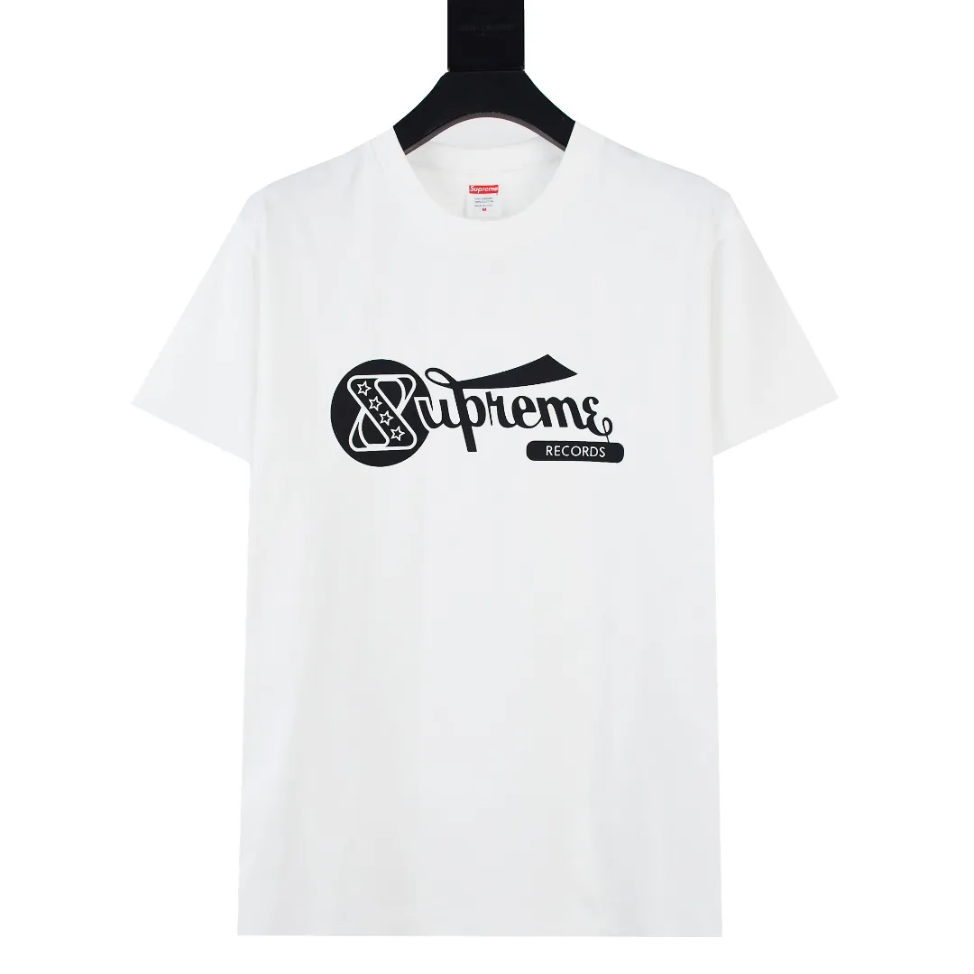 S352💰p130 Top version Supreme 24ss RECORDS recorded printed short-sleeved T-shirt. Refuse to look at pictures to make goods. Refuse to compare with wrong versions. Use cylindrical seamless process (original process. There are no stitched bones on the side of the clothes. Key points of identification) The fabrics are all custom-woven and dyed, 280g weight, 100% cotton, cylindrical fabric. Cylindrical fabric is a knitted fabric woven with a cylinder loom. The needles are distributed in a cylindrical shape on the fuselage. The gray fabric is a large cylinder, which needs to be opened and shaped before it can be used further. There are no slits on the side of the clothes, so there is no washing label on the side of ordinary short-sleeves. There is only one collar label behind the neck. The printing uses thermosetting ink printing imported from Belgium (different from conventional heat transfer printing), also known as plastic ink, or self-adhesive ink. Its ingredients are: mainly composed of polyvinyl chloride (PVC) and phthalates. PVC and phthalates, solid color The thermosetting ink is composed of a mixture of agents, stabilizers, and thickeners. It is not the digital direct printing marketed on the market. The printing texture of thermosetting ink cannot be achieved by digital direct printing. The collar label has a watermark anti-counterfeiting effect, a real anti-counterfeiting layer, a version with a high probability of passing the inspection, and the original packaging picture has a high probability of passing the test. Size：S-XL