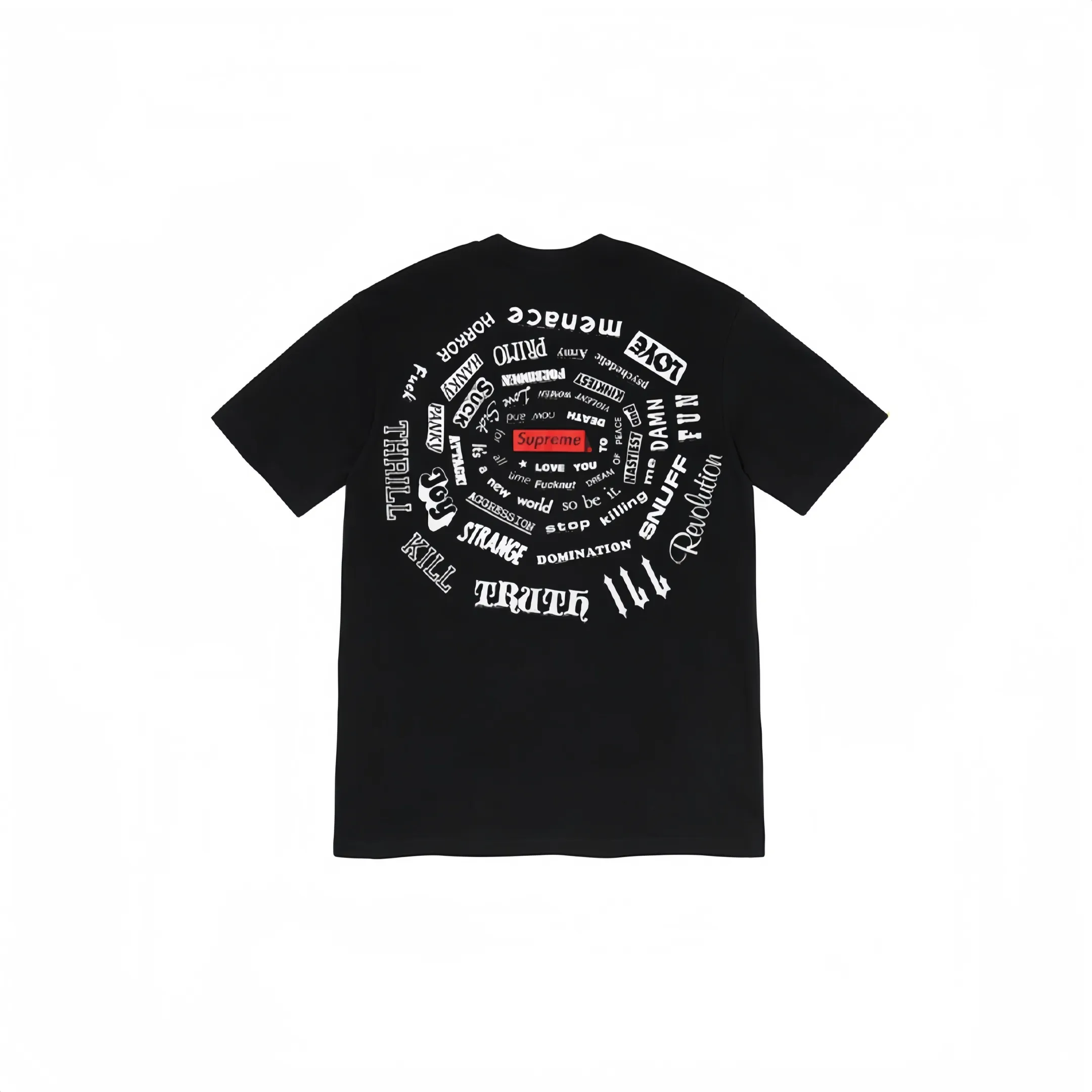 #S60 P110💰 Supreme SS21 Spiral Tee Short-sleeved T-shirt with spiral letters. Same style for men and women. Same style for men and women. Loose fit. Made of 260g combed cotton double yarn. From fabrics to accessories, all three standards are complete and follow ZP. Imported Matsui company's slurry printing will never crack. The whole piece adopts three-needle five-thread process. The neckline-shoulder seam-sleeve seam is double-lined, which looks more three-dimensional and textured.) The same process as the original version, classic version Feel free to compare zp. The whole piece adopts three-needle five-thread craftsmanship (neckline-shoulder seam-sleeve seam double thread, which looks more three-dimensional and textured). It has the same craftsmanship as the original original, classic version. Color: black, white, orange, purple, green. Size: S M L XL XXL