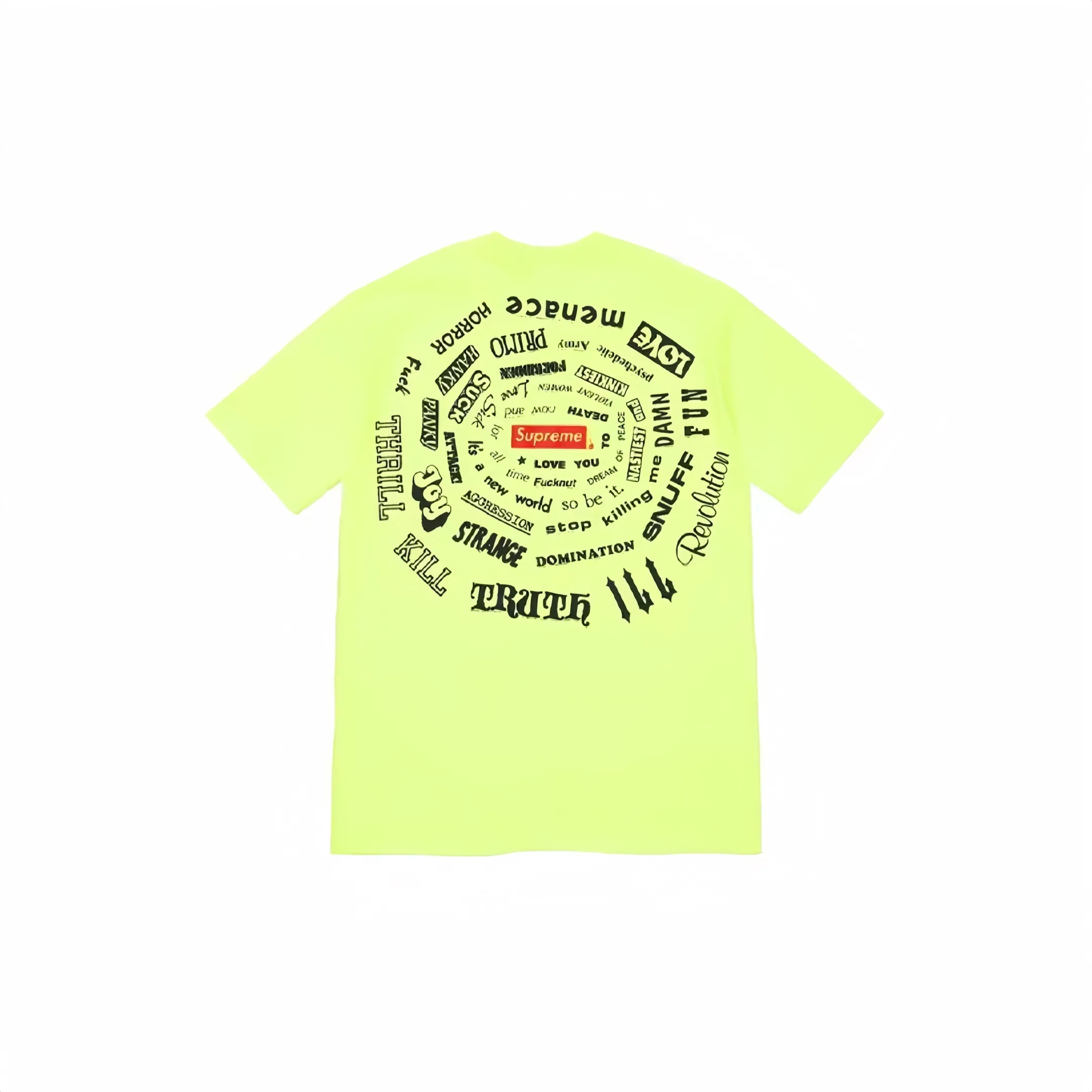 #S60 P110💰 Supreme SS21 Spiral Tee Short-sleeved T-shirt with spiral letters. Same style for men and women. Same style for men and women. Loose fit. Made of 260g combed cotton double yarn. From fabrics to accessories, all three standards are complete and follow ZP. Imported Matsui company's slurry printing will never crack. The whole piece adopts three-needle five-thread process. The neckline-shoulder seam-sleeve seam is double-lined, which looks more three-dimensional and textured.) The same process as the original version, classic version Feel free to compare zp. The whole piece adopts three-needle five-thread craftsmanship (neckline-shoulder seam-sleeve seam double thread, which looks more three-dimensional and textured). It has the same craftsmanship as the original original, classic version. Color: black, white, orange, purple, green. Size: S M L XL XXL
