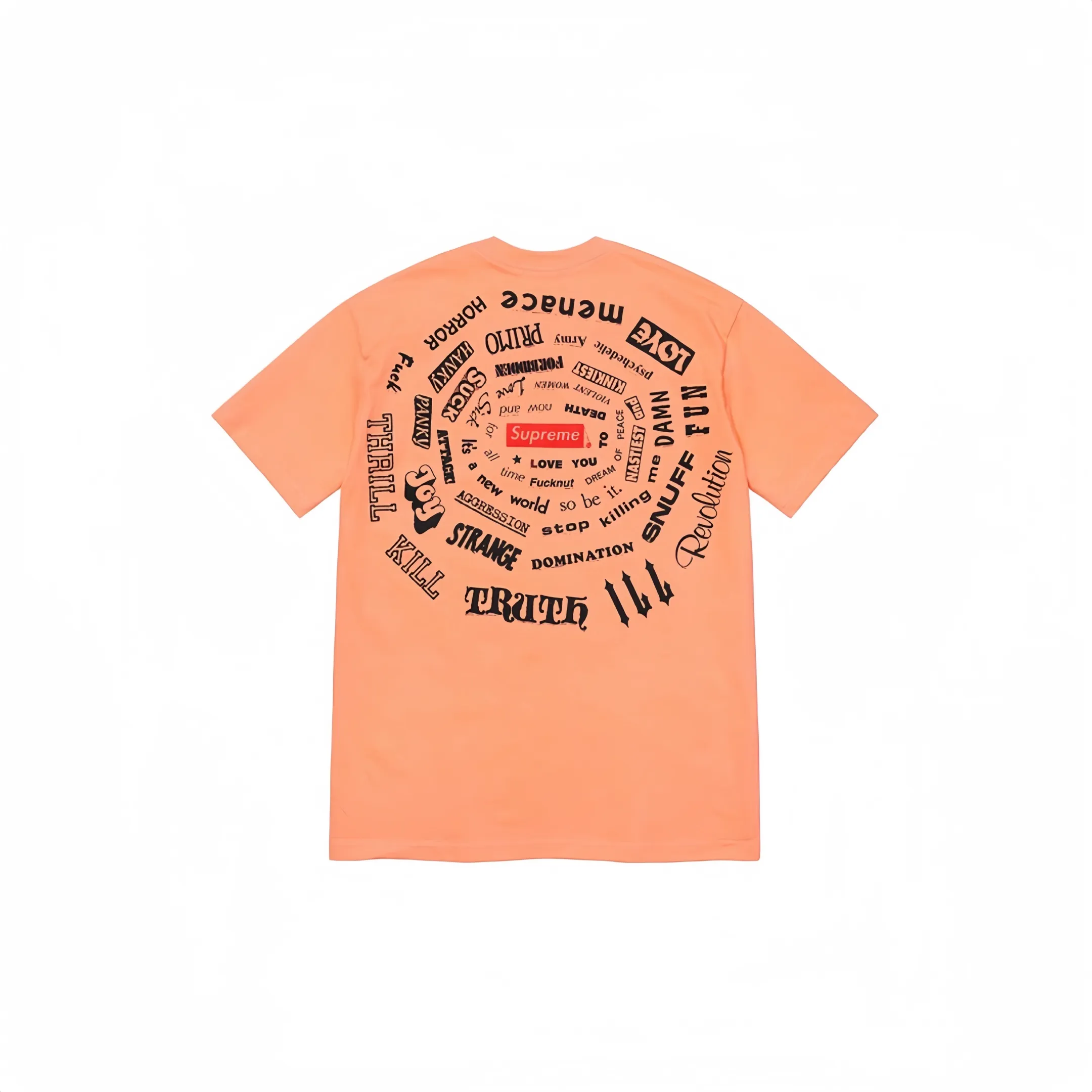 #S60 P110💰 Supreme SS21 Spiral Tee Short-sleeved T-shirt with spiral letters. Same style for men and women. Same style for men and women. Loose fit. Made of 260g combed cotton double yarn. From fabrics to accessories, all three standards are complete and follow ZP. Imported Matsui company's slurry printing will never crack. The whole piece adopts three-needle five-thread process. The neckline-shoulder seam-sleeve seam is double-lined, which looks more three-dimensional and textured.) The same process as the original version, classic version Feel free to compare zp. The whole piece adopts three-needle five-thread craftsmanship (neckline-shoulder seam-sleeve seam double thread, which looks more three-dimensional and textured). It has the same craftsmanship as the original original, classic version. Color: black, white, orange, purple, green. Size: S M L XL XXL