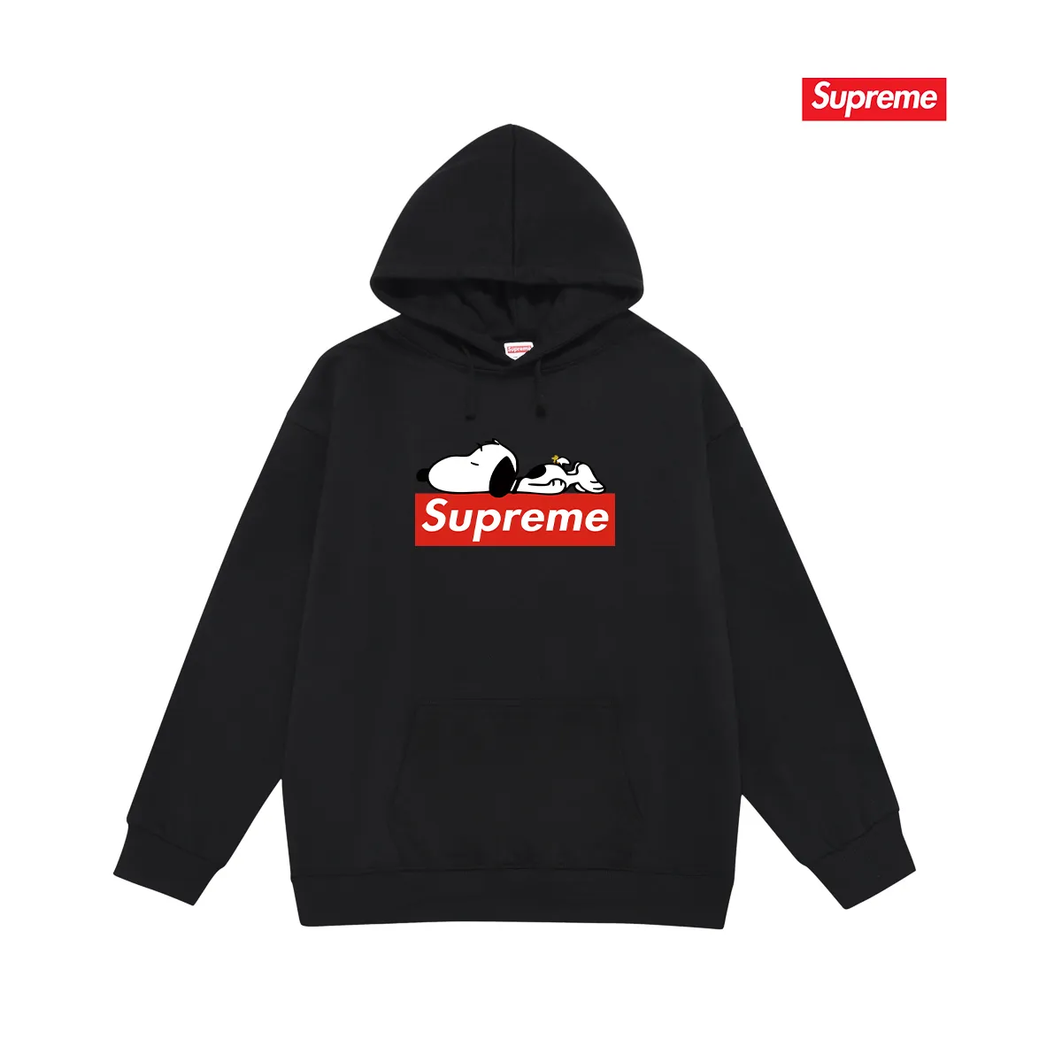 Style No. S2166 #terry P160💰 Velvet P170💰 Sup Internet celebrity Snoopy print hooded sweatshirt Made of 400g large terry 430g silver fox velvet (drop shoulder large version) fabric, soft texture and no pilling Imported environmentally friendly printing glue The pattern is bright and three-dimensional Quality 💥Same style for men and women The upper body is trendy Color: black white gray Size: S M L XL XXL