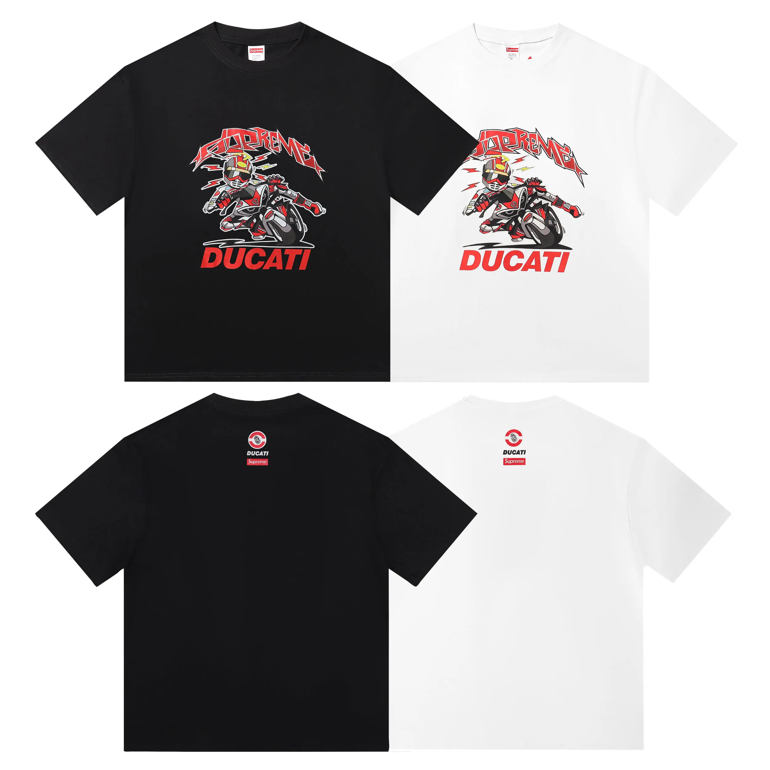 P136 supreme Ducati joint motorcycle white black SMLXL size shoulder width chest length S 52 56 70 M 54 58 72 L 56 60 74 XL 58 62 76