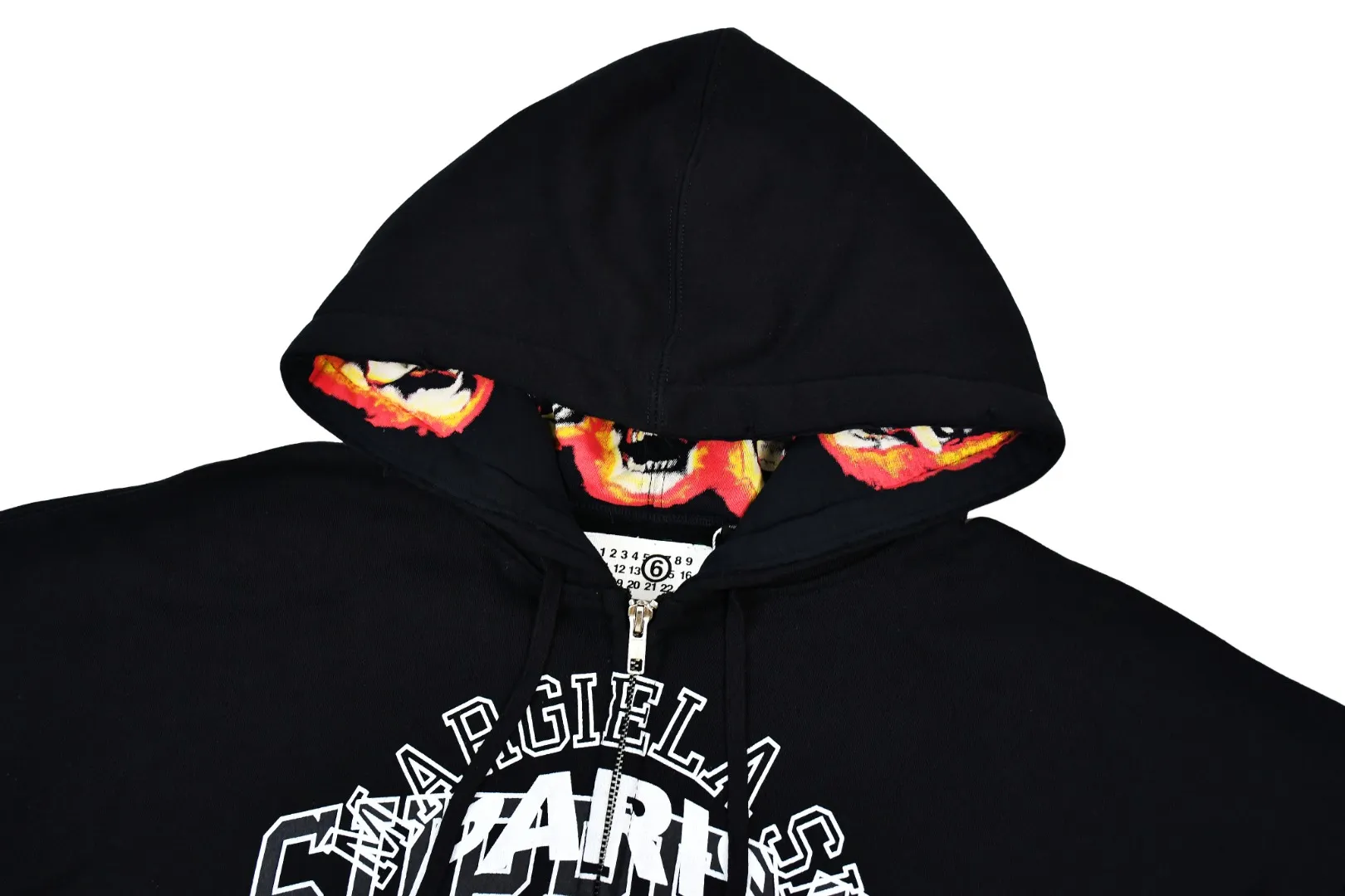 🅿️520 S262 top version Supreme 24ss MM6 Margiela joint skull and will-o'-the-wisp zipper hoodie ZP test custom weaving and dyeing pure cotton 460G fleece main fabric garment destruction treatment Printing uses thermoset ink printing, also known as plastic ink, or self-adhesive ink. Its ingredients are: mainly composed of polyvinyl chloride (PVC) and phthalates. PVC and phthalates, color fixing agents, stabilizers, and thickeners are mixed to form thermoset ink. It is not the digital direct printing advertised on the market. The printing texture of thermoset ink is unachievable by digital direct printing. Customized ZP co-branding YKK zipper/main label/wash label/tag/packaging bag (equipped with extra-large thickened handbag) There is a probability of passing the inspection version, and the original packaging picture has a high probability of passing Size: S-XL