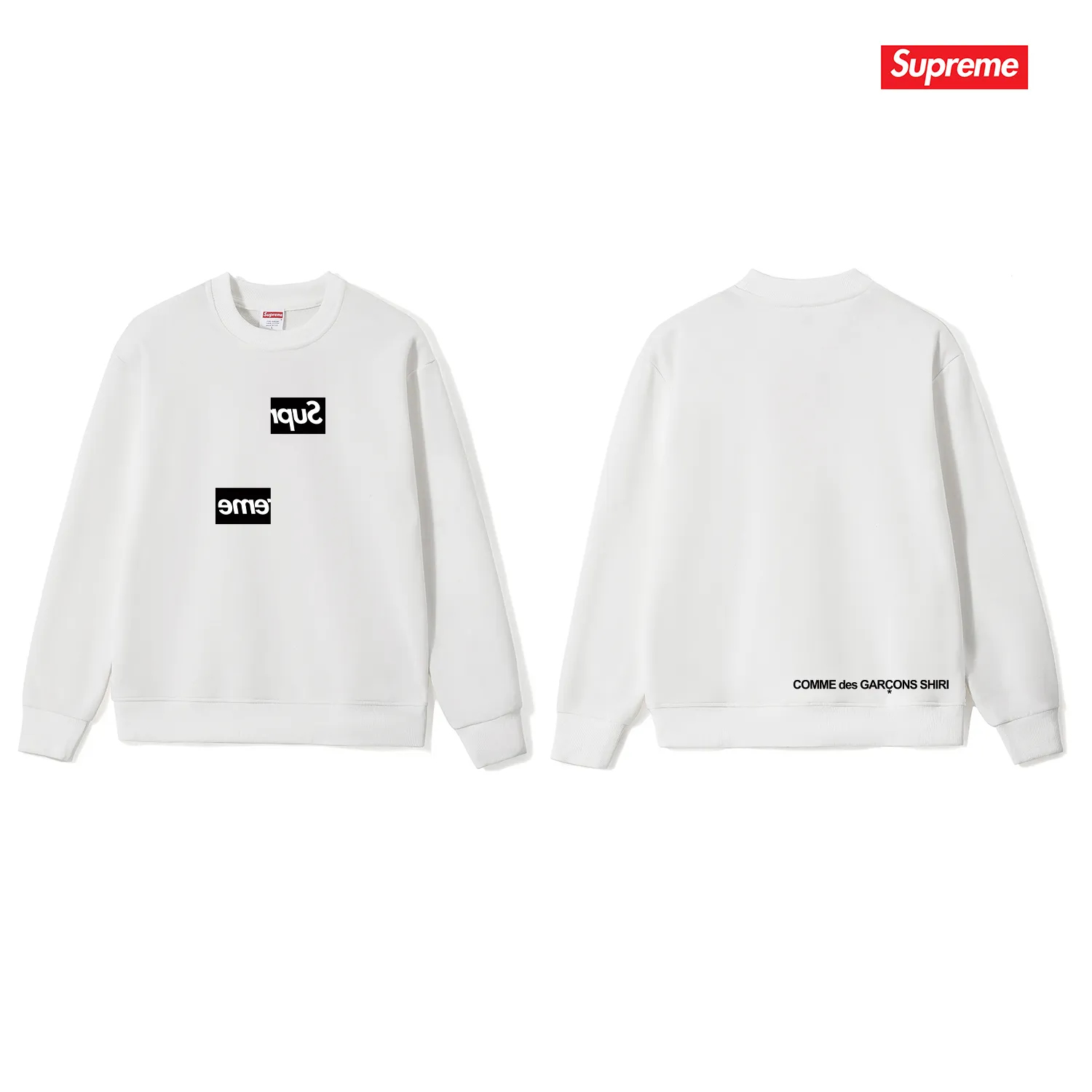 Style No. S1220 #terryp150💰 Plush 160💰 Sup co-branded limited edition chest asymmetrical box print men's and women's round neck sweatshirt. Made of 400 grams of large terry (drop shoulder large version) fabric. The texture is soft and non-pilling. Imported environmentally friendly printing glue. The pattern is bright and three-dimensional. The quality is the same for men and women. The upper body is trendy. Color: black white gray Size: S M L XL XXL