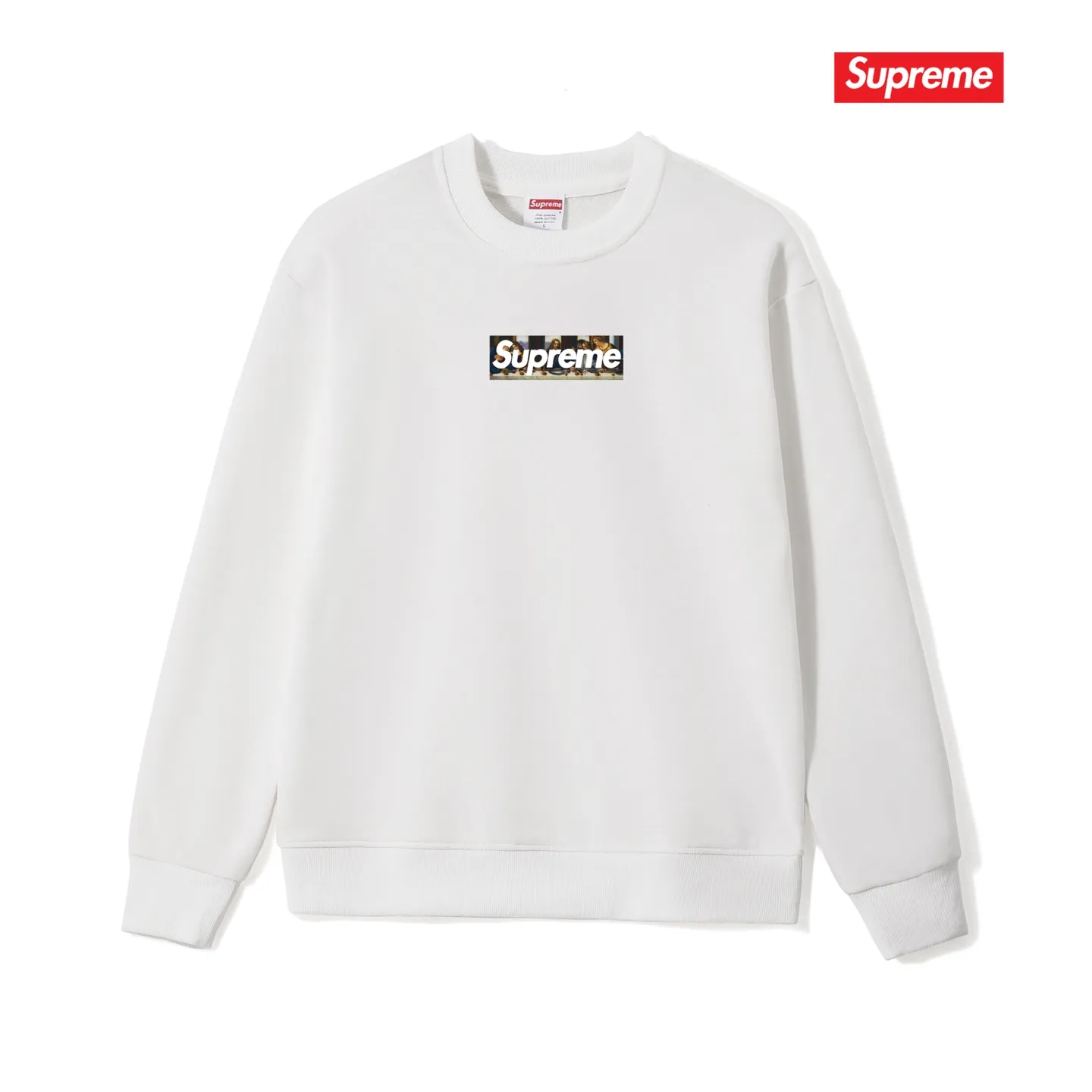 Style No. S1072 #terry p150💰 Velvet 160💰 Supreme Week 11 Milan Last Supper Milan opening limited Da Vinci The Last Supper round neck sweatshirt Made of 400 grams of large terry (drop shoulder large version) fabric, soft texture and no pilling Imported environmentally friendly printing glue The pattern is bright and three-dimensional Quality 💥Same style for men and women The upper body is trendy Color: black white gray Size: S M L XL XXL