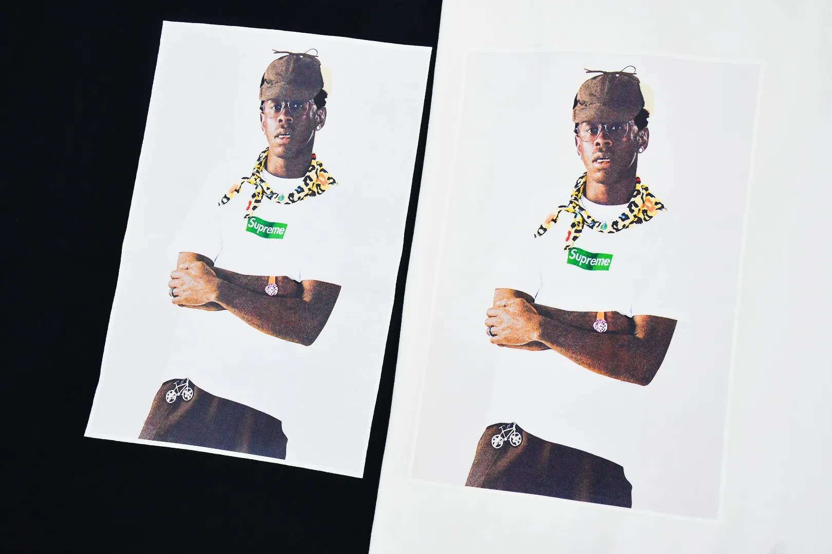 🅿️140 S181 top version Supreme FW24 Tyler The Creator Tee Tyler portrait printed round neck short-sleeved T. Refuse to look at pictures to make products. Refuse to compare wrong versions. Use cylindrical seamless technology (original technology, there is no stitching bone on the side of the clothes, identification key point) The fabrics are all custom-woven and dyed, 280g weight, 100% cotton, cylindrical fabric. Cylindrical fabric is a knitted fabric woven with a cylinder loom. The needles are distributed in a cylindrical shape on the fuselage. The gray fabric is a large cylinder, which needs to be opened and shaped before it can be used further. There are no slits on the side of the clothes, so there is no washing label on the side of ordinary short-sleeves. There is only one collar label behind the neck. The printing uses thermosetting ink printing imported from Belgium (different from conventional thermal transfer printing), also known as plastic ink, or self-adhesive ink. Its ingredients are: mainly composed of polyvinyl chloride (PVC) and phthalates, including PVC and phthalates, fixing agents, Stabilizers and thickeners are mixed to form thermosetting ink, which is not the digital direct printing advertised on the market. The printing texture of thermosetting ink is unachievable by digital direct printing. The new triple collar label has a watermark anti-counterfeiting effect, a real anti-counterfeiting layer, a version with a high probability of passing the inspection, and the original packaging picture has a high probability of passing the test. Size：S-XL