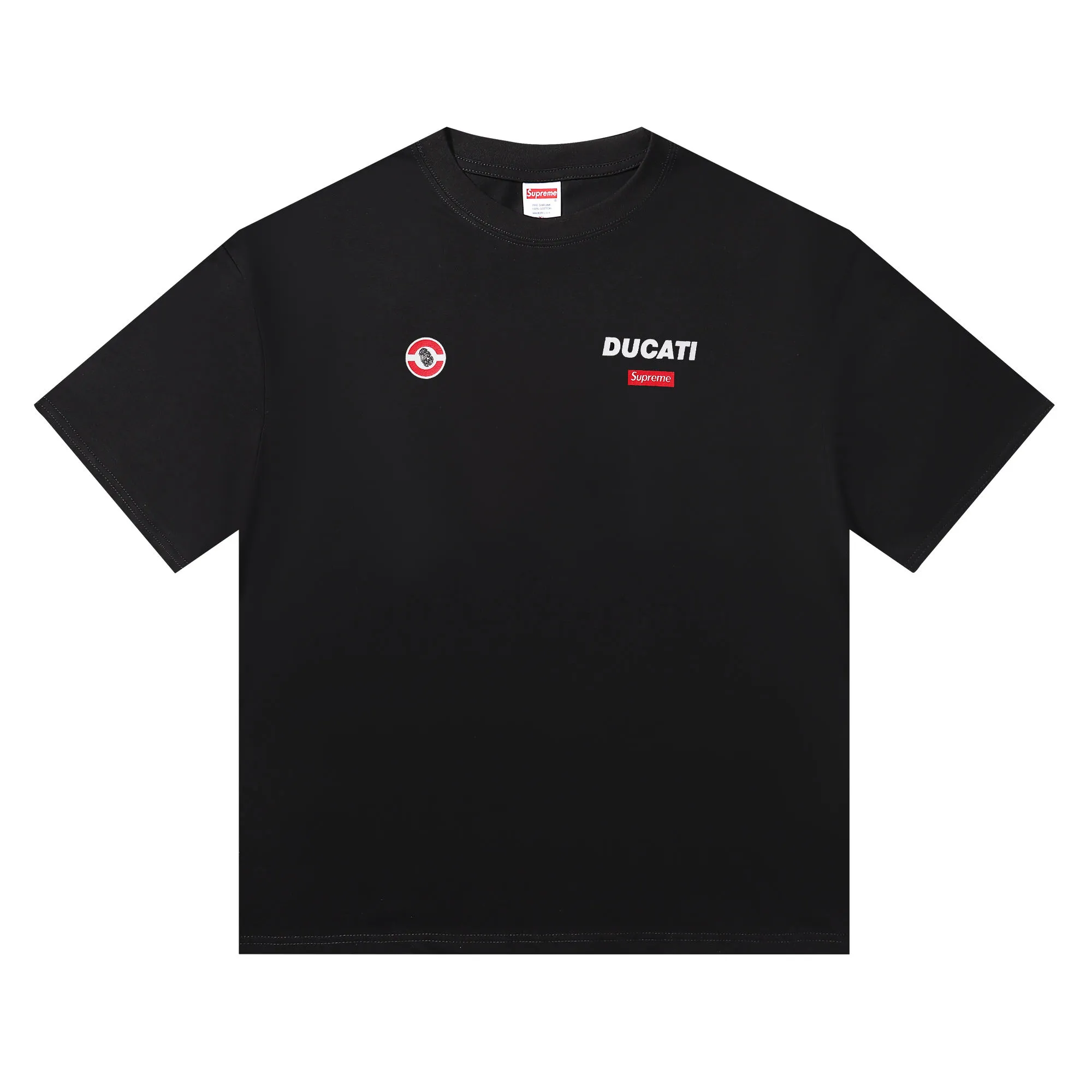 P136 supreme Ducati co-branded white black SMLXL size shoulder width chest length S 52 56 70 M 54 58 72 L 56 60 74 XL 58 62 76