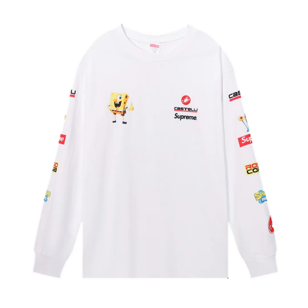 P200 Supreme SpongeBob SquarePants Joint Long Sleeve Black White SMLXL Size Chart Size S M L
