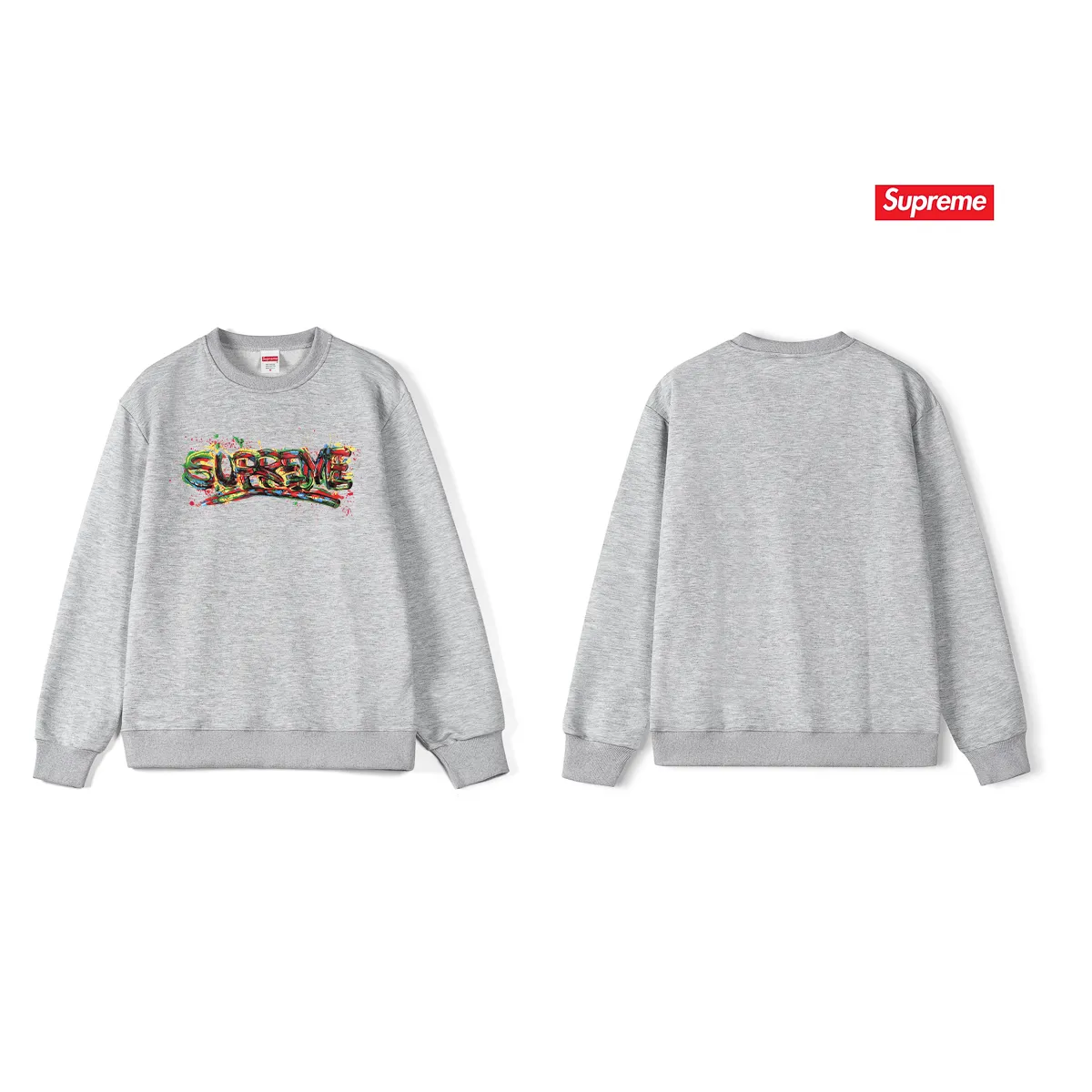 Style No. S1224 #terry p150💰 Velvet 160💰 Sup 70SS Paint Logo Tee Season Spray Paint Graffiti Round Neck Sweater Made of 400g large terry (drop shoulder large version) fabric, soft texture and no pilling Imported environmentally friendly printing glue The pattern is bright and three-dimensional Quality 💥Same style for men and women The upper body is trendy Color: Black White Gray Size: S M L XL XXL