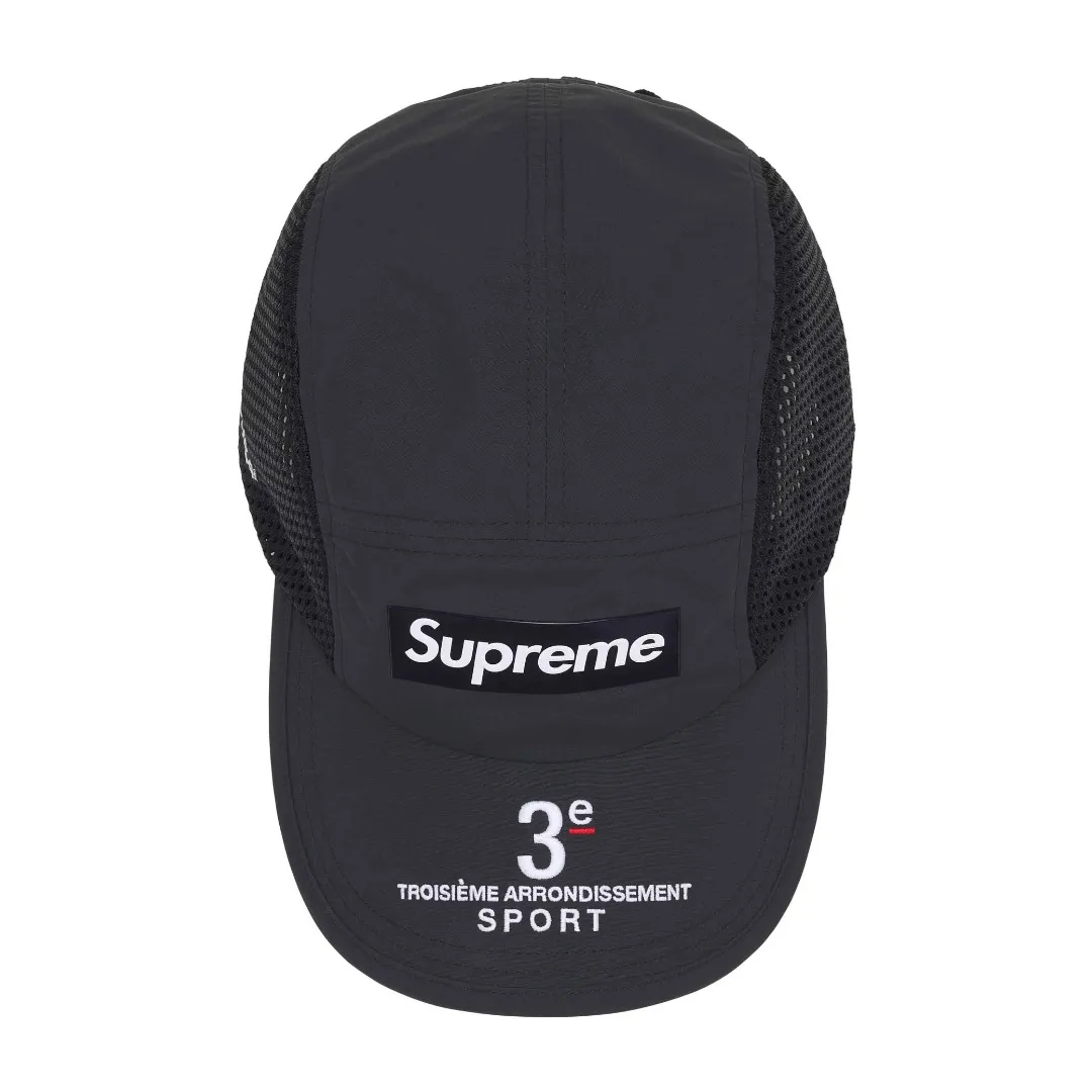 S394💰p150 Supreme 24ss Mesh Side Panel Camp Cap Color: Black White Red Blue