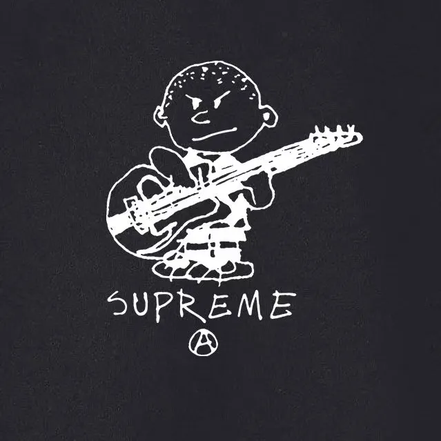 Style No. S1160 #terryp150💰 Plush 160💰 Sup 72FW Rocker Tee Rocker Tee rock guitarist child cartoon pattern round neck sweatshirt Made of 400 grams of large terry (drop shoulder large version) fabric, soft texture and no pilling Imported environmentally friendly printing glue The pattern is bright and three-dimensional Quality 💥Same style for men and women The upper body is fashionable Color: black white gray Size: S M L XL XXL