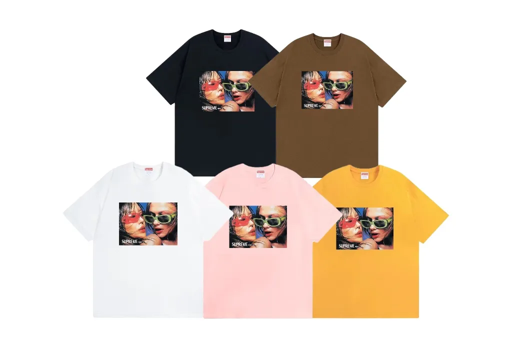 #S102 p110💰 Supreme SS23 Week9 EYEWEARTEE character print, loose fit, made of 260g combed cotton double yarn, all three standards from fabrics to accessories, ZP, imported Matsui company slurry printing will never crack, the whole piece adopts three-needle five-thread technology (neckline-shoulder seam-sleeve seam double line, looks more three-dimensional and textured) consistent with the original version, classic version Feel free to compare zp. The whole piece adopts three-needle five-thread craftsmanship (neckline-shoulder seam-sleeve seam double thread, which looks more three-dimensional and textured). It has the same craftsmanship as the original original, classic version. Color: White, Black, Pink, Yellow, Brown. Size: S M L XL XXL