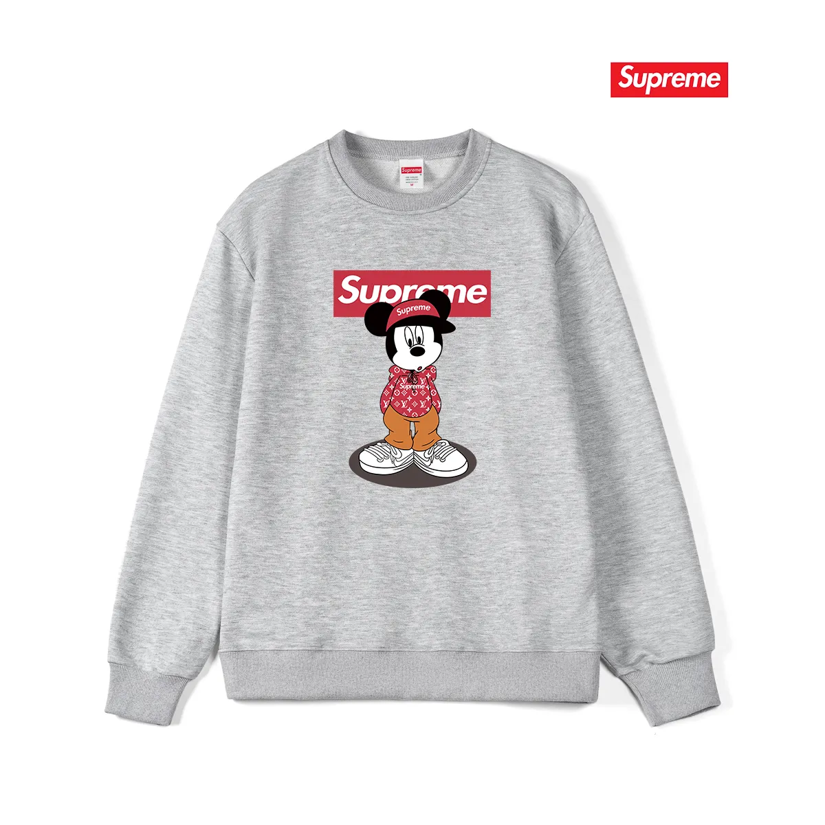 Style No. S1235 #terry p150💰 Plush 160💰 Supreme 2025 new Disney Mickey Mouse co-branded round-neck sweatshirt Made of 400 grams of large terry (drop shoulder large version) fabric, soft texture and no pilling Imported environmentally friendly printing glue The pattern is bright and three-dimensional Quality 💥 Unisex style The upper body is trendy Color: black white gray Size: S M L XL XXL