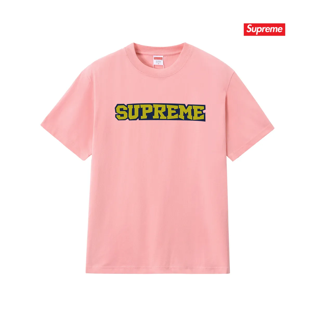 S230 P110💰 Supreme 25SS Satin Applique S/S Top printed LOGO short sleeves, loose fit, made of 260g combed cotton double yarn, all three standards from fabrics to accessories, ZP, imported Matsui company slurry printing will never crack, the whole piece adopts three-needle five-thread process. The neckline-shoulder seam-sleeve seam is double-lined, looks more three-dimensional and textured) and the original version has the same craftsmanship, classic version Feel free to compare zp. The whole piece adopts three-needle five-thread craftsmanship (neckline-shoulder seam-sleeve seam double thread, which looks more three-dimensional and textured). It has the same craftsmanship as the original original, classic version. Color: black, white, light gray, pink, navy. Size: S M L XL XXL