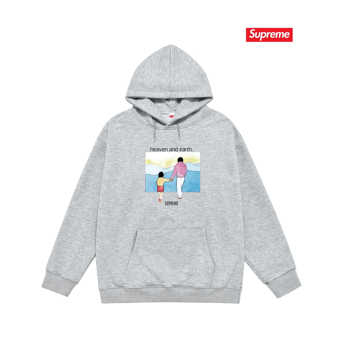 Style No. S2013 #terry P160💰 Velvet P170💰 Supreme FW19 Week 1 Heaven and Earth Tee printed hooded sweatshirt Made of 400g large terry 430g silver fox velvet (off-shoulder large version) fabric, soft texture and no pilling Imported environmentally friendly printing glue The pattern is bright and three-dimensional Quality 💥Same style for men and women The upper body is trendy Color: black white gray Size: S M L XL XXL
