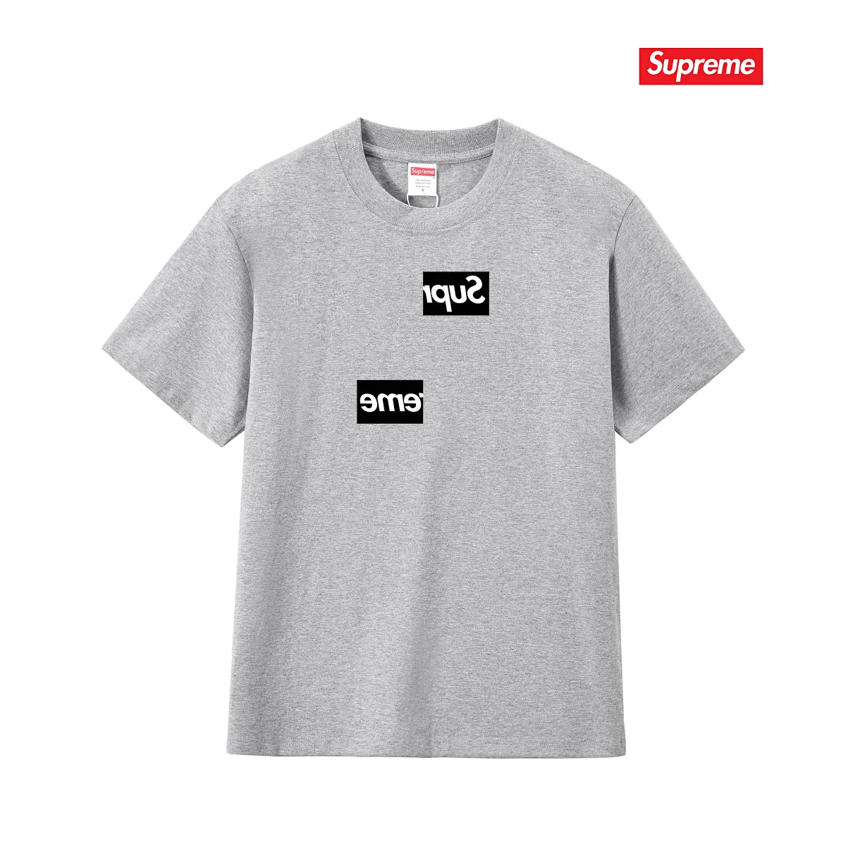 S220 P110💰 Sp joint limited edition chest asymmetrical box print men's and women's summer round neck short-sleeved T-shirt. Loose fit. Made of 260g combed cotton double yarn. From fabric to accessories, all three standards are complete and follow ZP. Imported Matsui company's slurry printing will never crack. The whole piece adopts three-needle five-thread technology. The neckline-shoulder seam-sleeve seam is double-lined, which looks more three-dimensional and textured.) The same process as the original version, classic version Feel free to compare zp. The whole piece adopts three-needle five-thread craftsmanship (neckline-shoulder seam-sleeve seam double thread, which looks more three-dimensional and textured). It has the same craftsmanship as the original original, classic version. Color: black, white, light gray, pink, navy. Size: S M L XL XXL
