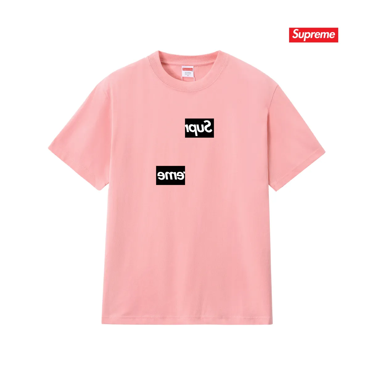 S220 P110💰 Sp joint limited edition chest asymmetrical box print men's and women's summer round neck short-sleeved T-shirt. Loose fit. Made of 260g combed cotton double yarn. From fabric to accessories, all three standards are complete and follow ZP. Imported Matsui company's slurry printing will never crack. The whole piece adopts three-needle five-thread technology. The neckline-shoulder seam-sleeve seam is double-lined, which looks more three-dimensional and textured.) The same process as the original version, classic version Feel free to compare zp. The whole piece adopts three-needle five-thread craftsmanship (neckline-shoulder seam-sleeve seam double thread, which looks more three-dimensional and textured). It has the same craftsmanship as the original original, classic version. Color: black, white, light gray, pink, navy. Size: S M L XL XXL