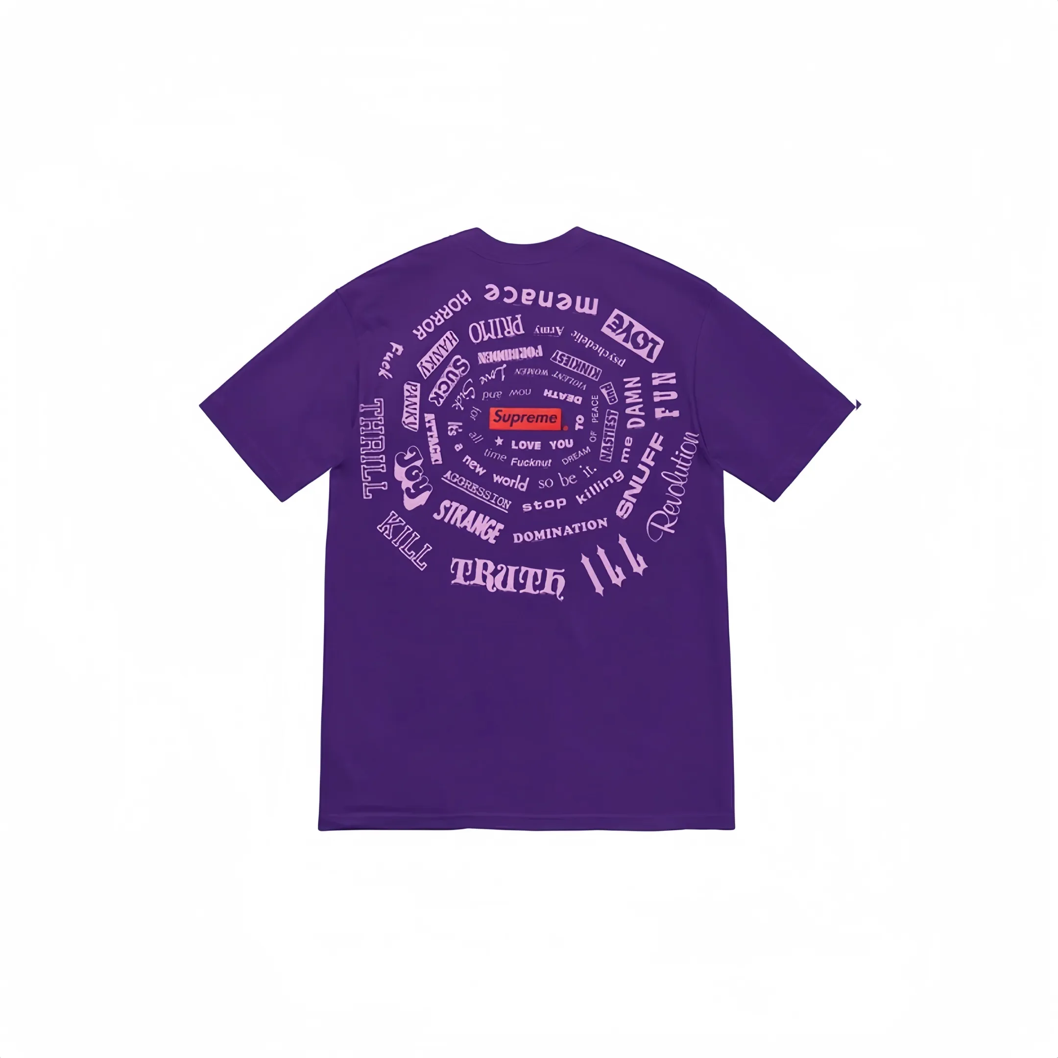 #S59 P110💰 Supreme SS21 Spiral Tee Short-sleeved T-shirt with spiral letters. Same style for men and women. Same style for men and women. Loose fit. Made of 260g combed cotton double yarn. From fabric to accessories, all three standards are complete and follow ZP. The slurry printing imported from Matsui Company will never crack. The whole piece adopts three-needle five-thread process. The neckline-shoulder seam-sleeve seam is double-lined, which looks more three-dimensional and textured. The same process as the original version, classic version. Feel free to compare zp. The whole piece adopts three-needle five-thread craftsmanship (neckline-shoulder seam-sleeve seam double thread, which looks more three-dimensional and textured). It has the same craftsmanship as the original original, classic version. Color: black, white, orange, purple, green. Size: S M L XL XXL