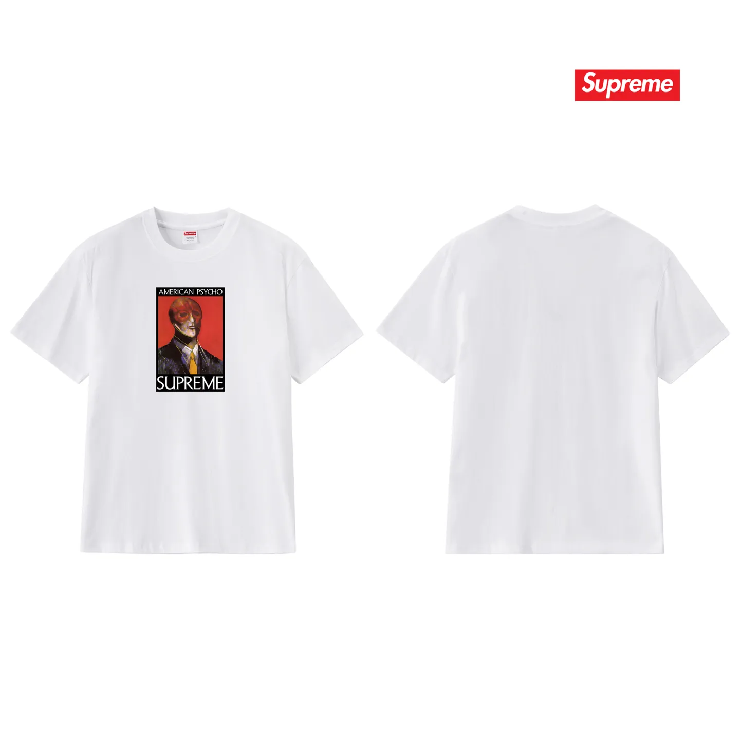 S209 P110💰 SupFW23 WEEK7 AMERICAN PSYCHO TEE letter character pattern round neck short-sleeved T-shirt. Loose fit. Made of 260g combed cotton double yarn. From fabrics to accessories, all three standards are complete and follow ZP. Imported Matsui company's slurry printing will never crack. The whole piece adopts three-needle five-thread technology. The neckline-shoulder seam-sleeve seam is double-lined, which looks more three-dimensional and textured.) The same process as the original version, classic version Feel free to compare zp. The whole piece adopts three-needle five-thread craftsmanship (neckline-shoulder seam-sleeve seam double thread, which looks more three-dimensional and textured). It has the same craftsmanship as the original original, classic version. Color: black, white, light gray, pink, navy. Size: S M L XL XXL