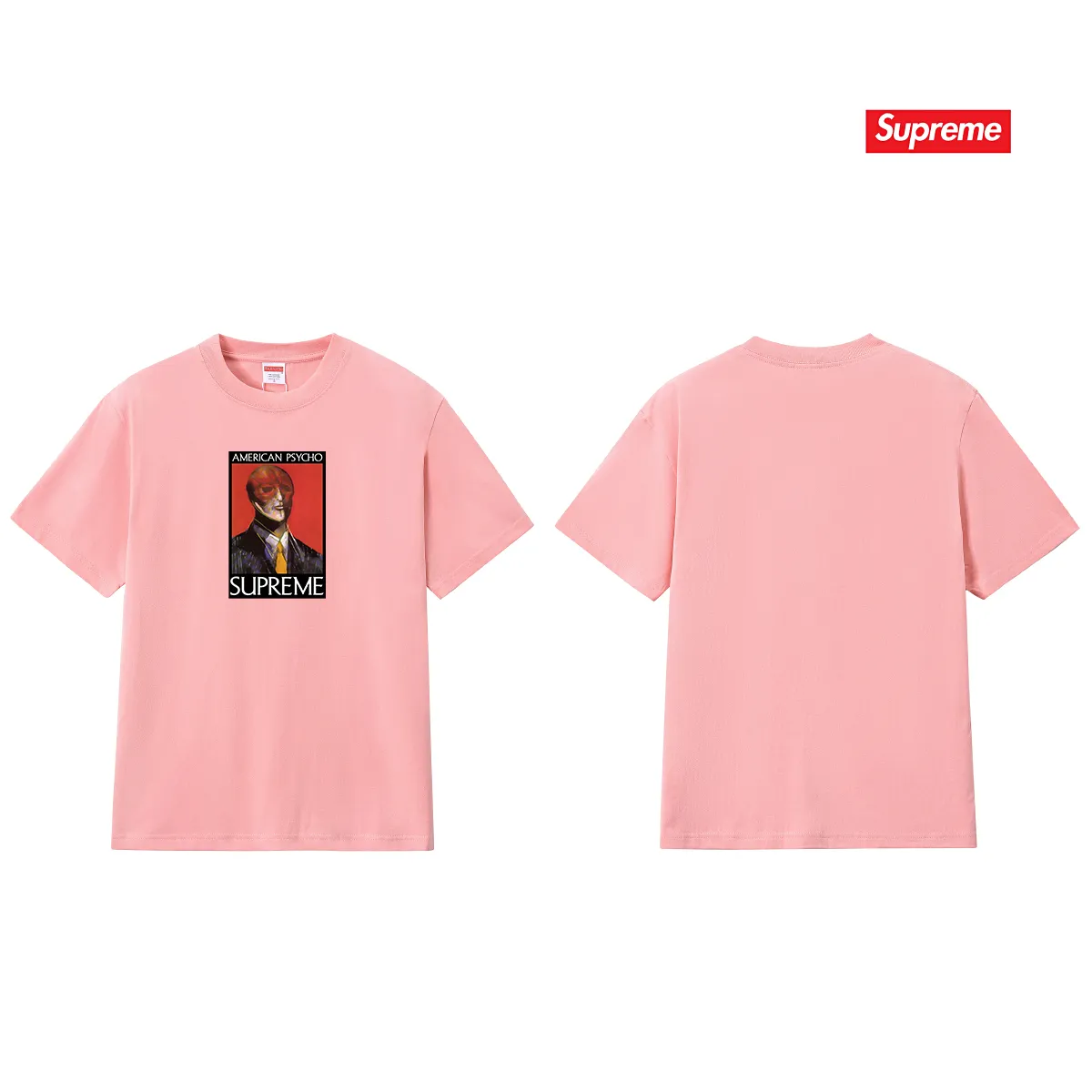 S209 P110💰 SupFW23 WEEK7 AMERICAN PSYCHO TEE letter character pattern round neck short-sleeved T-shirt. Loose fit. Made of 260g combed cotton double yarn. From fabrics to accessories, all three standards are complete and follow ZP. Imported Matsui company's slurry printing will never crack. The whole piece adopts three-needle five-thread technology. The neckline-shoulder seam-sleeve seam is double-lined, which looks more three-dimensional and textured.) The same process as the original version, classic version Feel free to compare zp. The whole piece adopts three-needle five-thread craftsmanship (neckline-shoulder seam-sleeve seam double thread, which looks more three-dimensional and textured). It has the same craftsmanship as the original original, classic version. Color: black, white, light gray, pink, navy. Size: S M L XL XXL